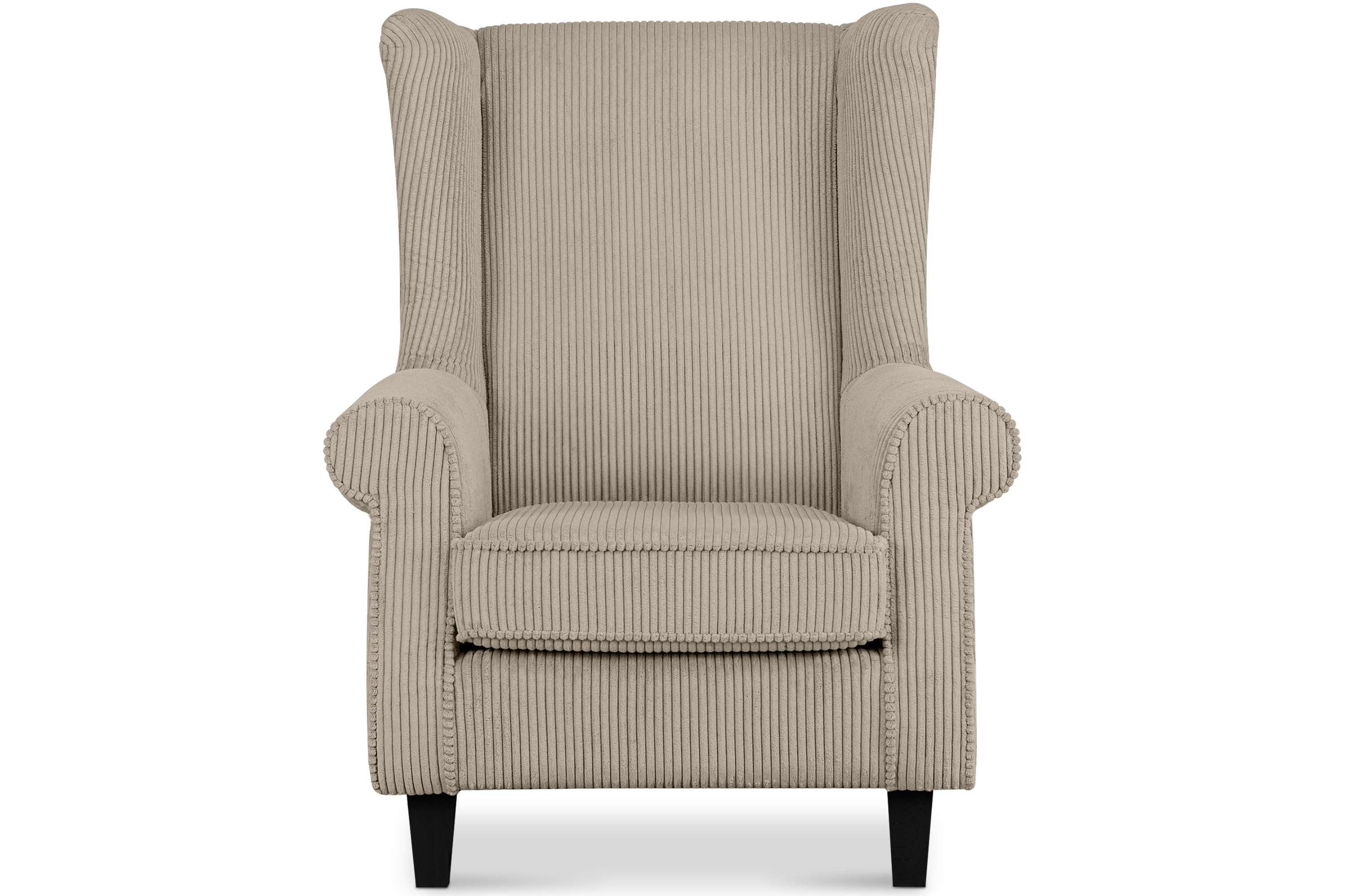 KONSIMO® Ohrensessel MILES Gepolsterter Sessel, mit Armlehnen, Massivholzbeine