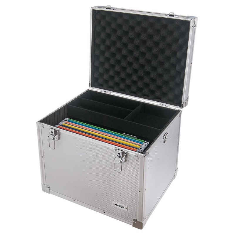 HMF Aufbewahrungsbox Transportbox für DIN A4 Hängeregister und Dokumente, abschließbare Dokumentenbox, 41x33x36 cm