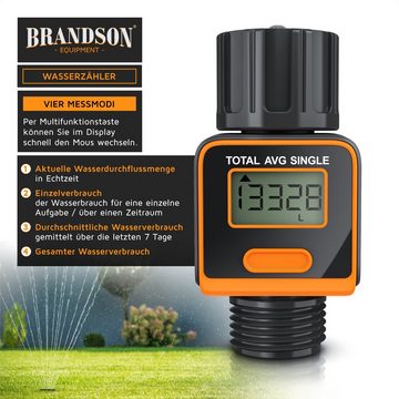 Brandson Wasserzähler Digitales Durchflussmessgerät 3/4 Zoll, Wasseruhr für Innen & Außen, Durchflussmesser, 4 Modi zur Wasserverbrauchskontrolle, IPX6