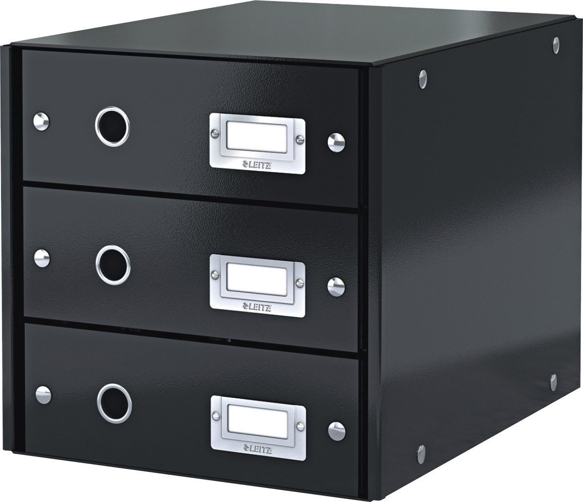 Organizer Schubladenbox 3 Fächer Karton schwarz