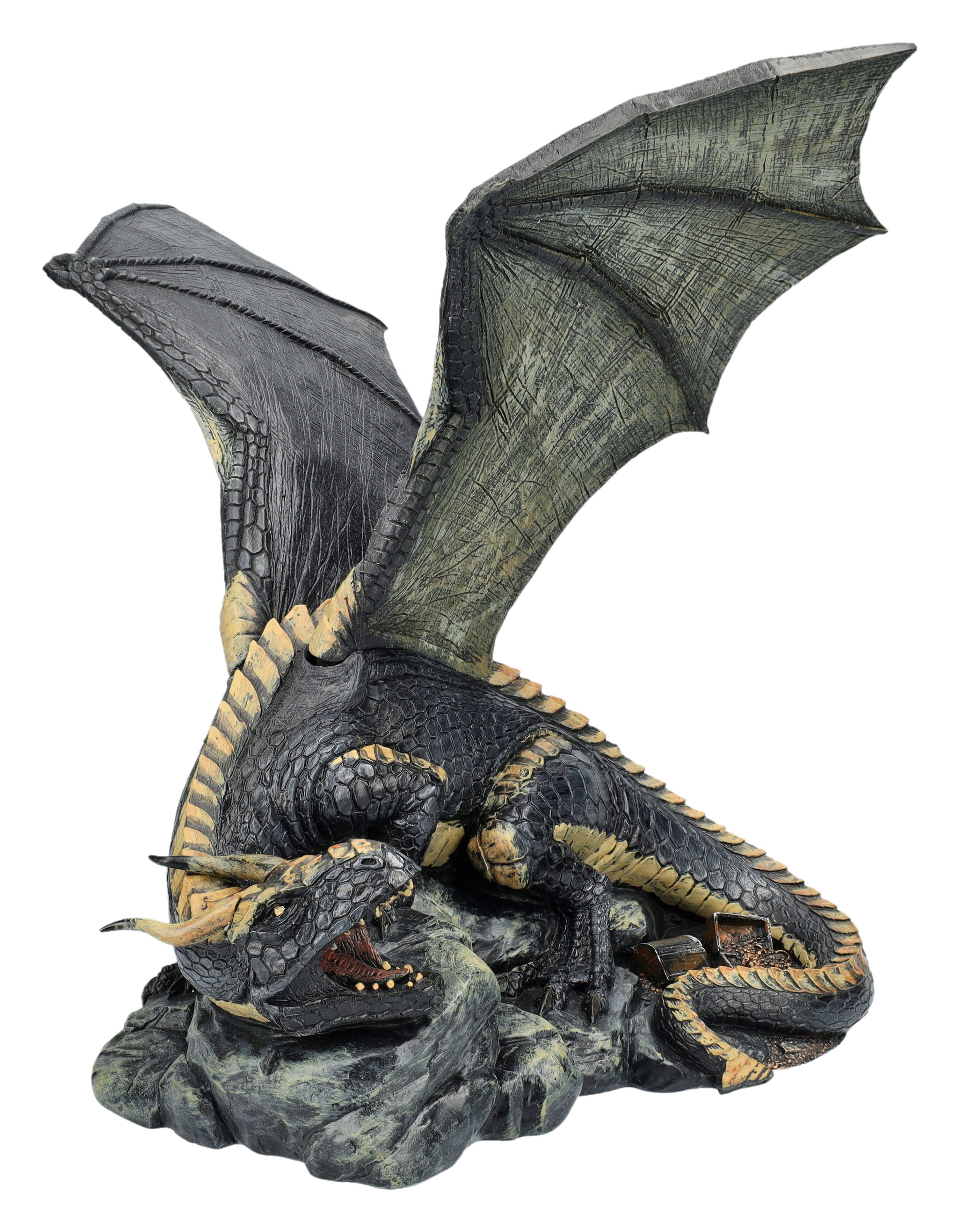 Figuren Shop GmbH Fantasy-Figur Drachen Figur Le Dragon Noir – Schwarze Fantasy Statue 22 cm Dekofigur