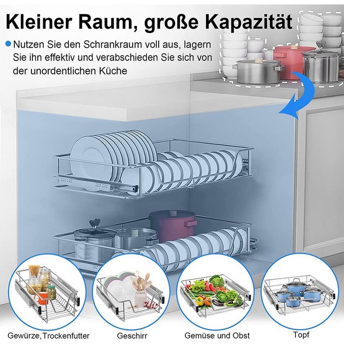 AUFUN Schublade Küchenschublade (2 St) Belastbar Korbauszug Haushalt Küchenregal SE11495