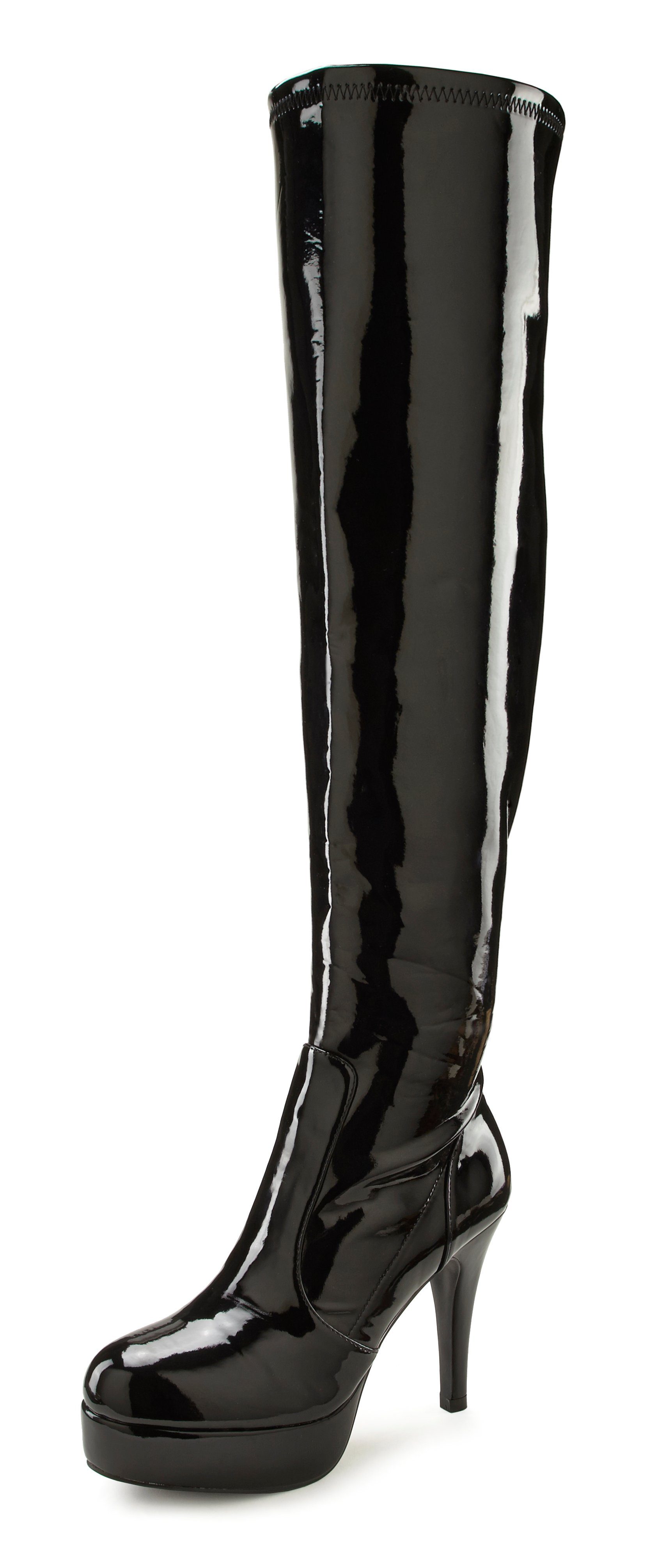 LASCANA Belle Affaire High-Heel-Stiefelette mit Plateau, Overkneestiefel in erotischer Lack-Optik