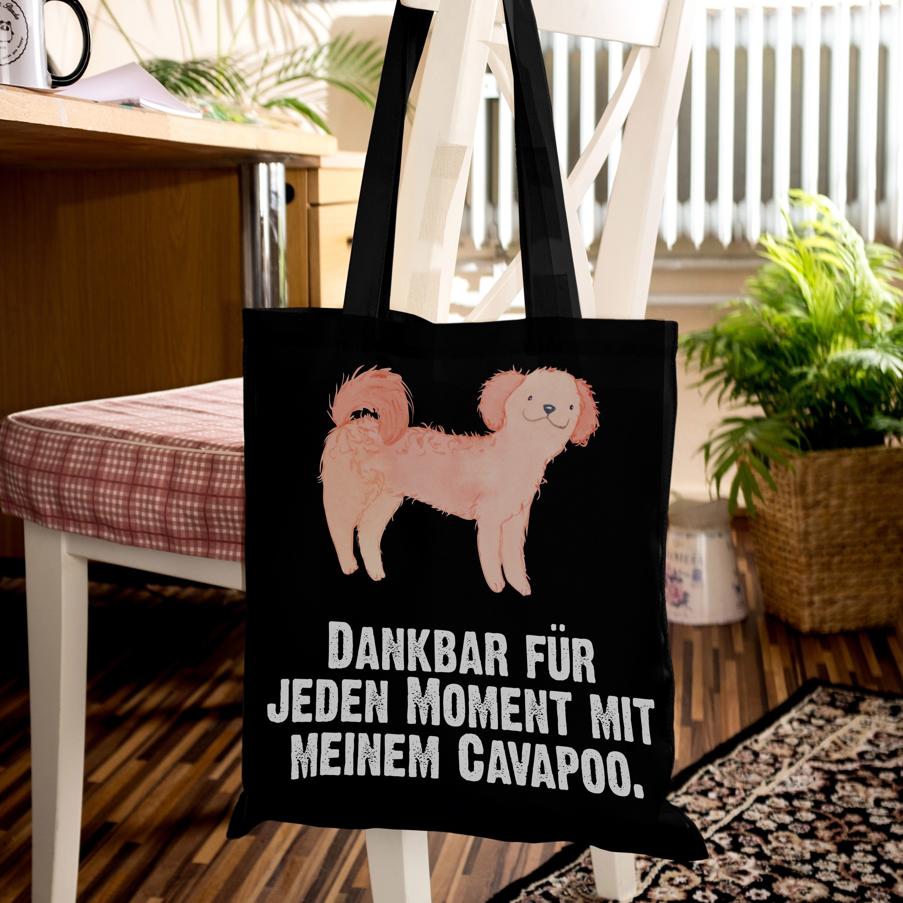 (1-tlg) Cavoodle, Tierfreund, - Tragetasche Panda Geschenk, Mr. Mrs. - Cavapoo Moment & Schenken, Schwarz