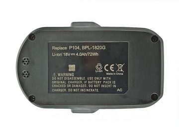 PowerSmart TRY049.86D Akku für RYOBI P620, R18ALF-0, R18I-0, R18SDS-0, RAD1801M, RFL180M, RMT1801M, CAD-180L, CAG-180M, CAP-1801M, CCC-1801M Li-ion 4000 mAh (18 V)