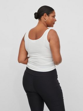 Vila Shirttop Langes Tank Top Plus Size Übergrößen Ärmelloses Basic VIJENNI 4617 in Weiß