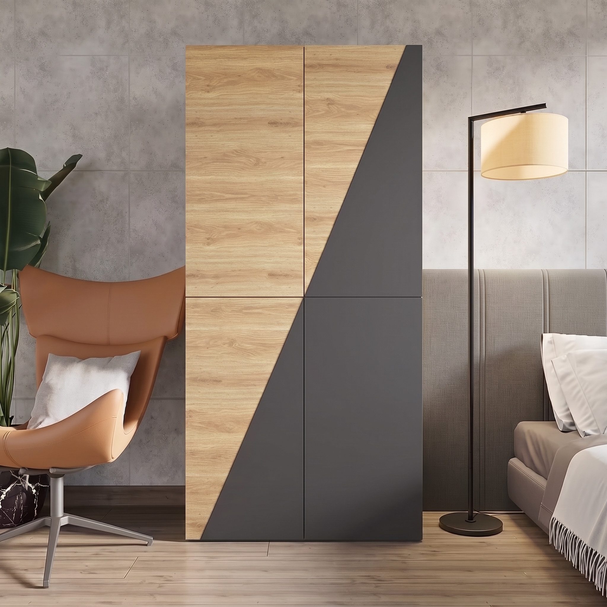 Fine Life Pro Garderobe Kleiderschrank 1er Set Aufbewahrungsbox Hosenhalter, 90x50x200cm Weiß Schlafzimmer Wohnzimmer Büro