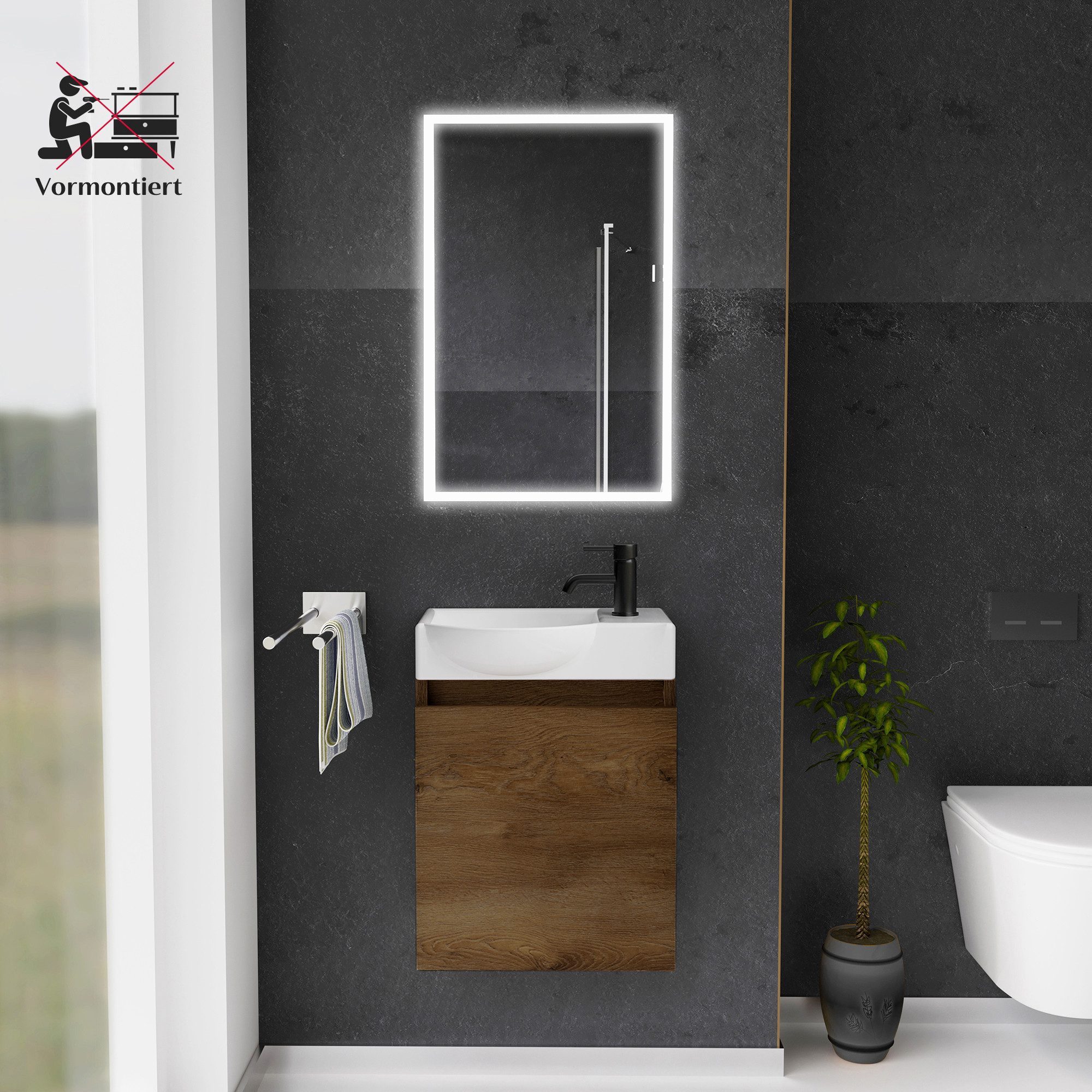 Alpenberger Badmöbel-Set Gäste WC Waschbecken mit günstig online kaufen