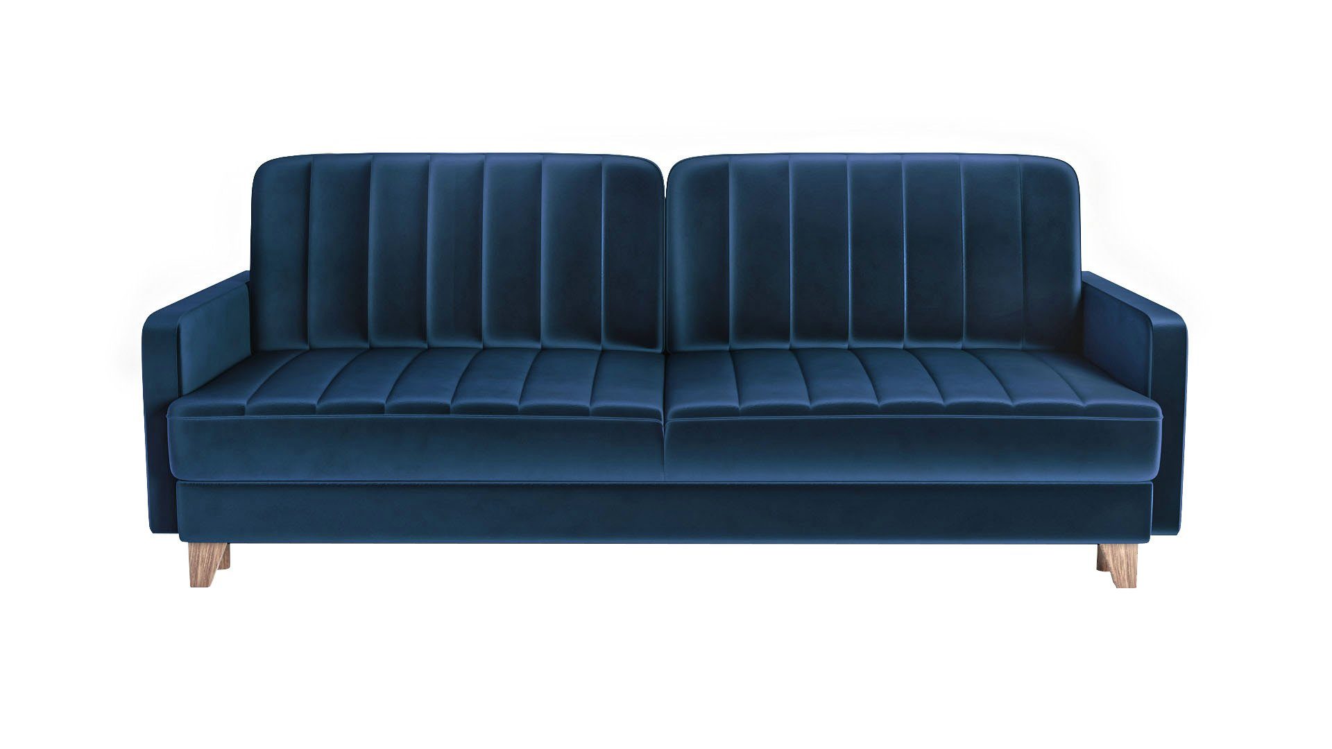 Ausklappbares mit Bali Sofa - 3-Sitzer Blau Schlaffunktion - Bettzeugbehälter Dreisitzer-Sofa Siblo 3-Sitzer