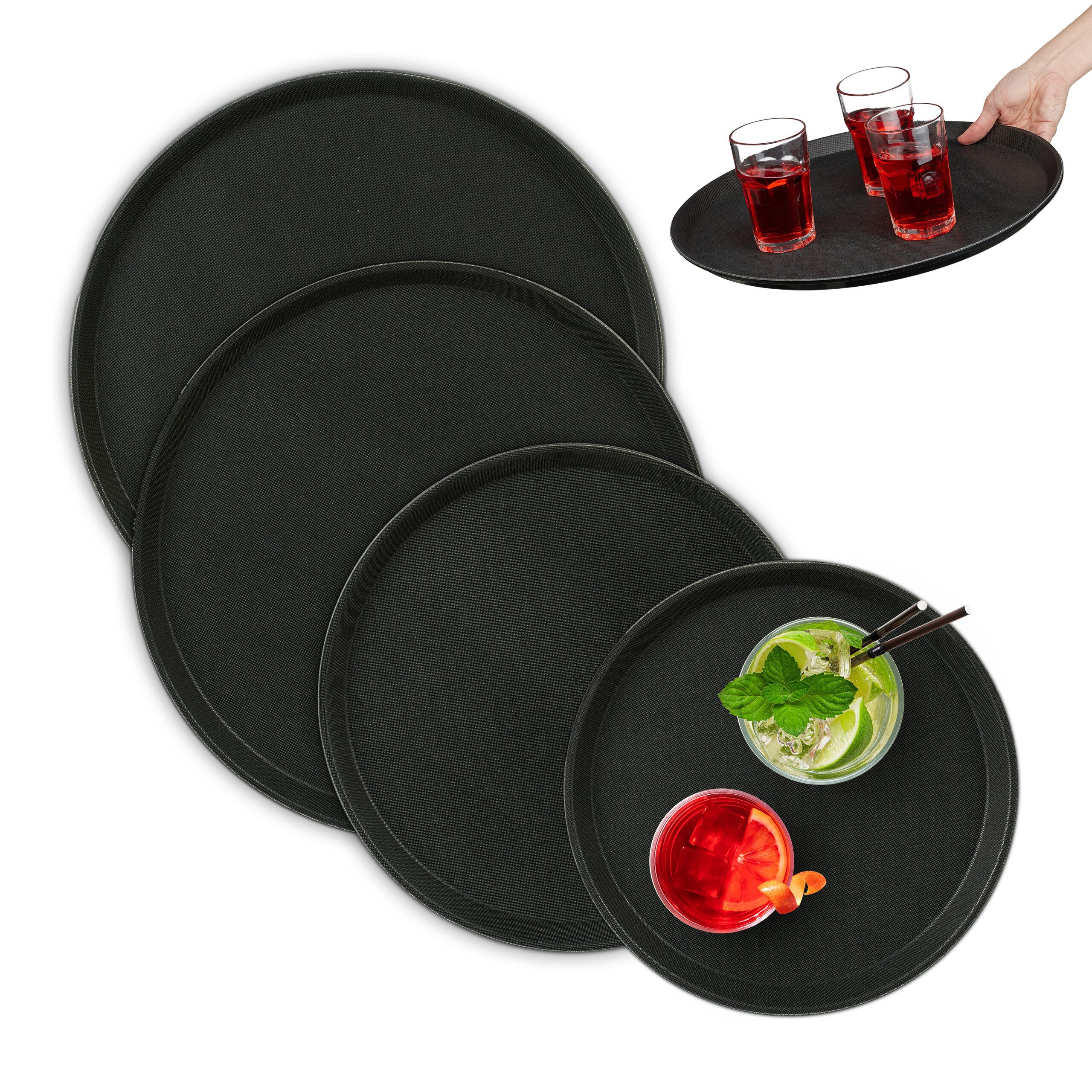 Tablett Serviertablett 4er Set 4 Größen