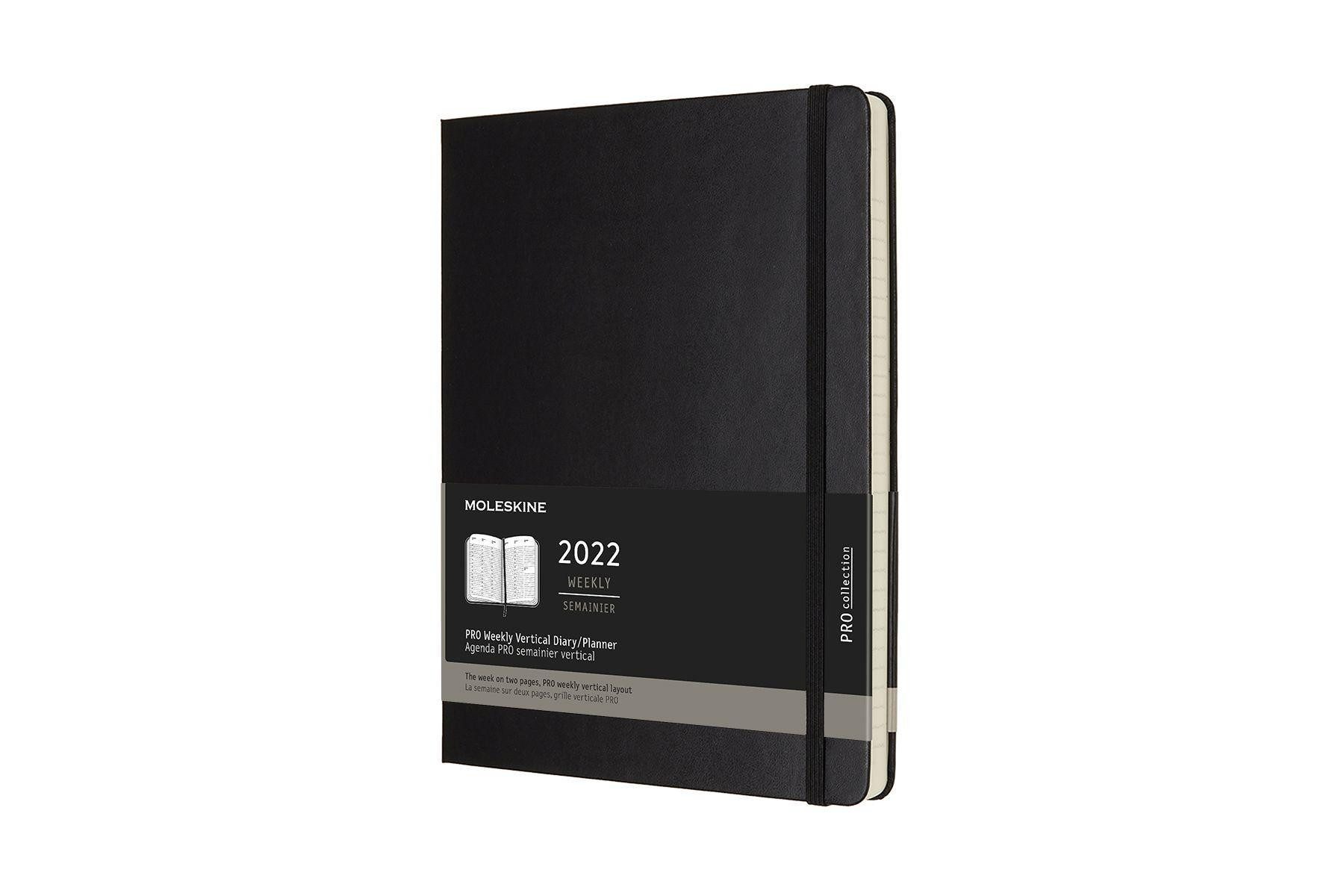 MOLESKINE Terminkalender Moleskine 12 Monate Pro Wochen Notizkalender 2022 Pro XL, Schwarz