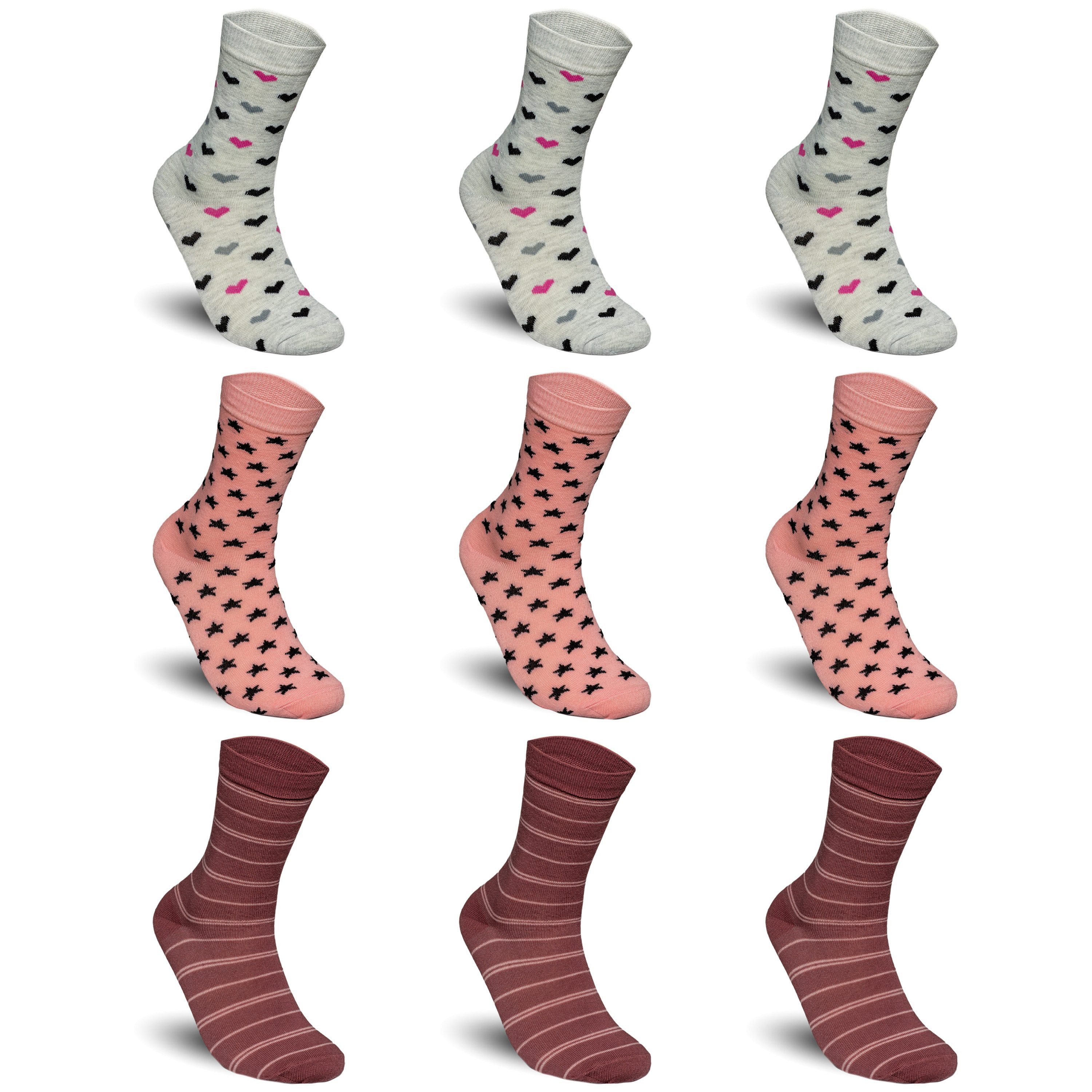 Freizeitsocken 3 bis 12 Paar Damen Socken Baumwolle Premium Strümpfe Komfortbund