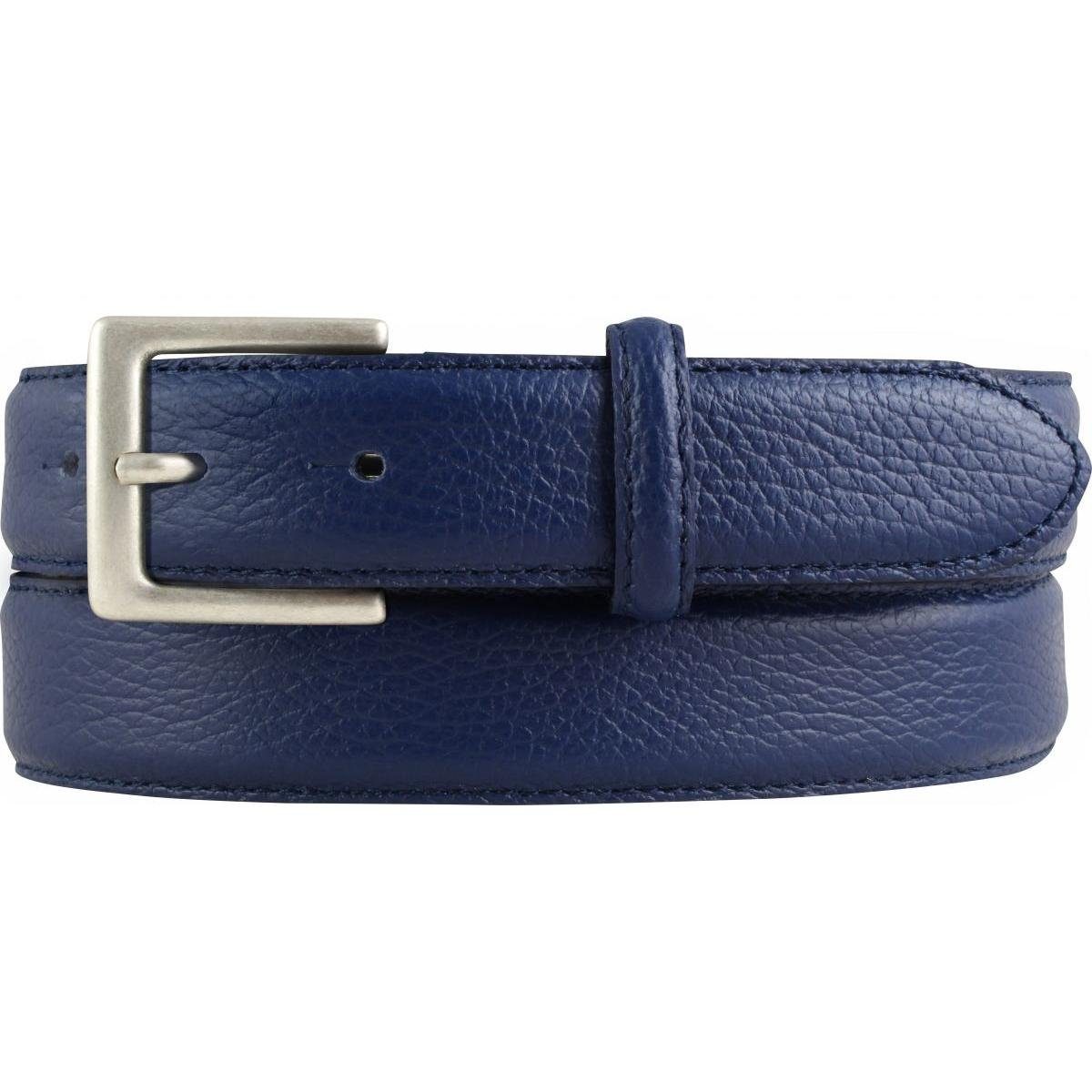 BELTINGER Ledergürtel Italienischer Chino-Gürtel, 30 mm breit, Herren, Anzuggürtel, Hosengür Blau, Altsilber