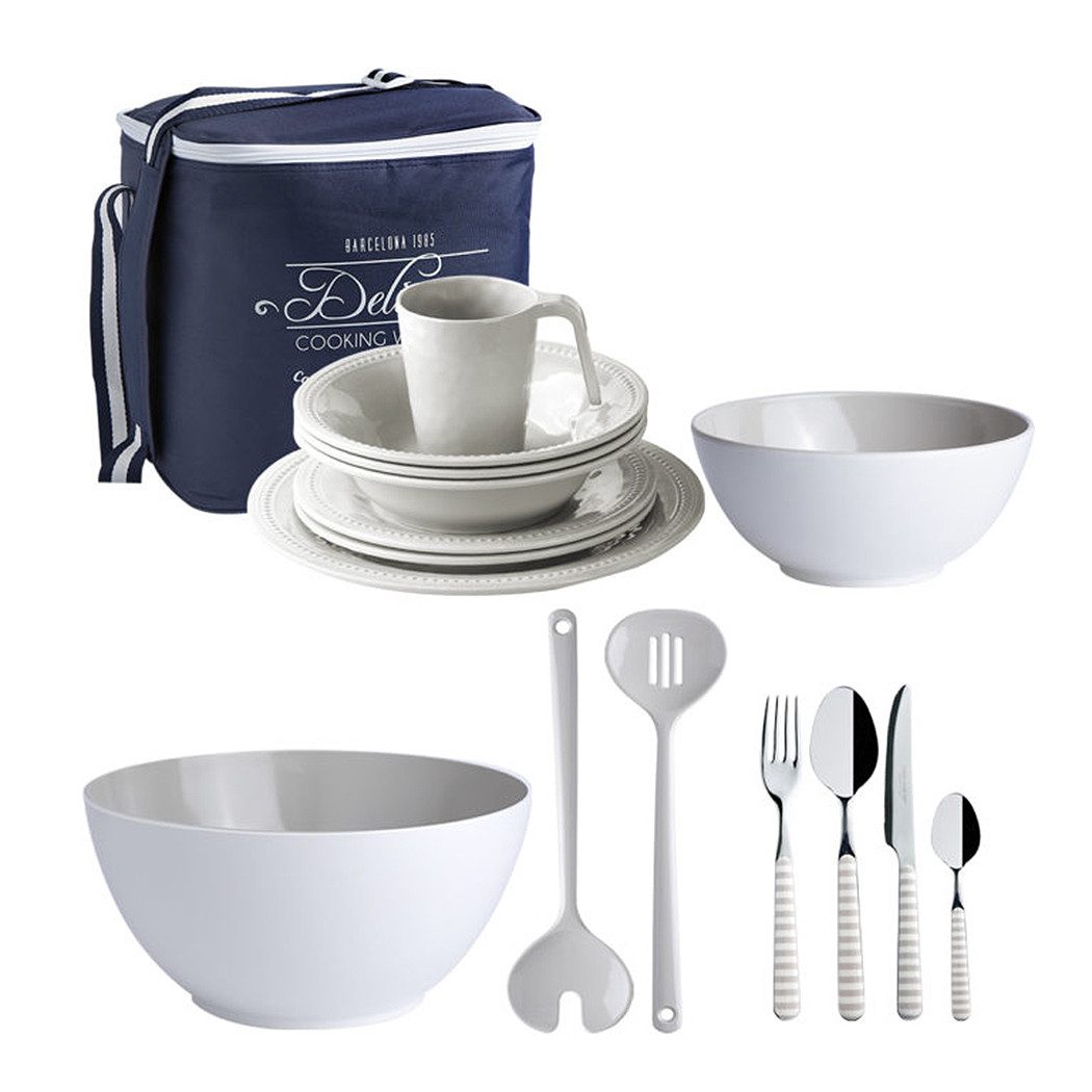Geschirr-Set Geschirr Set Harmony Perla "Only Eat", 56 teilig