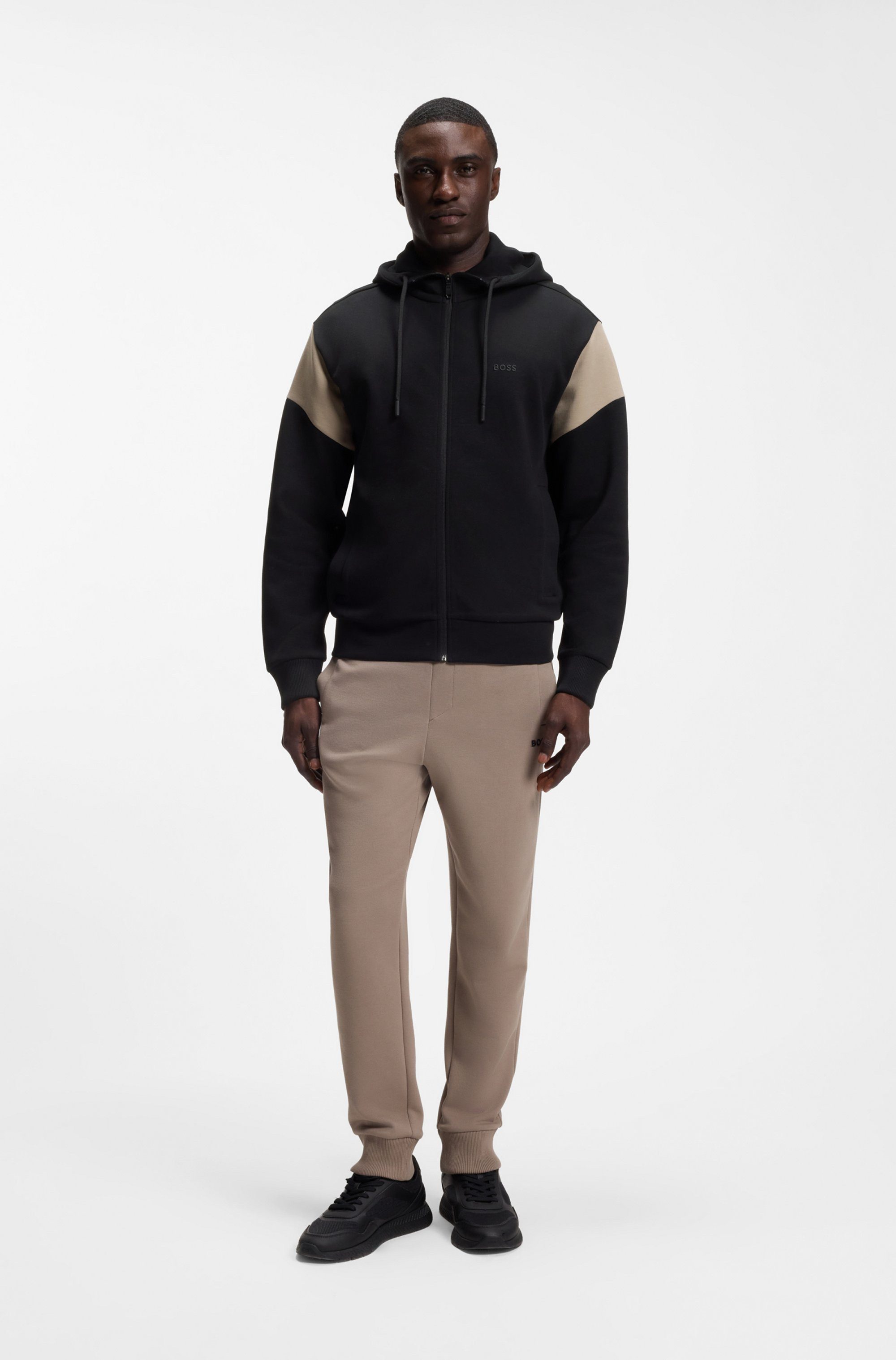 BOSS GREEN Kapuzensweatjacke Union Saggy Kapuze, Regular Fit, Baumwoll-Mix
