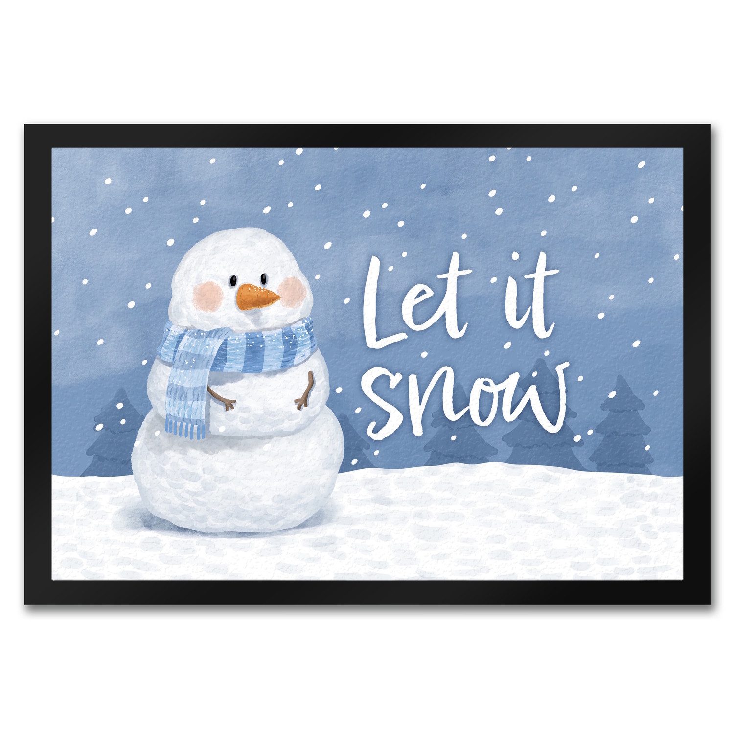 speecheese Fußmatte Schneemann im Wintersturm Fußmatte in 35x50 cm mit Spruch Let it snow