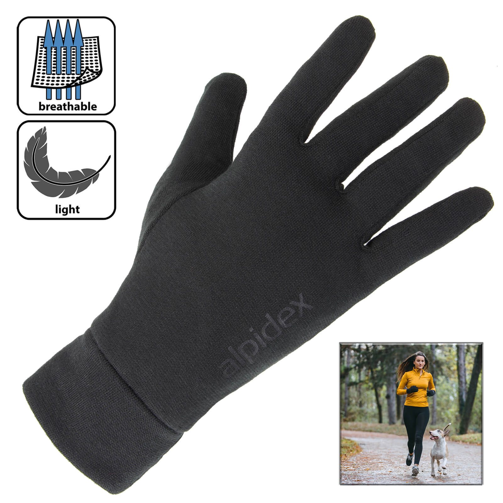 ALPIDEX Laufhandschuhe ALPIDEX Unterziehhandschuhe Innenhandschuhe leichte Laufhandschuhe
