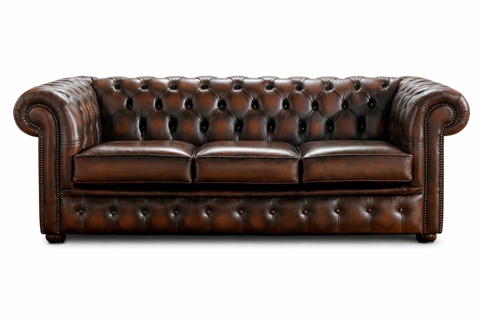 Xlmoebel Chesterfield-Sofa Braunes Chesterfield Ledersofa 3 Sitzer Elegante Classic Design Sofort, 1 Teile, Hergestellt in Europa