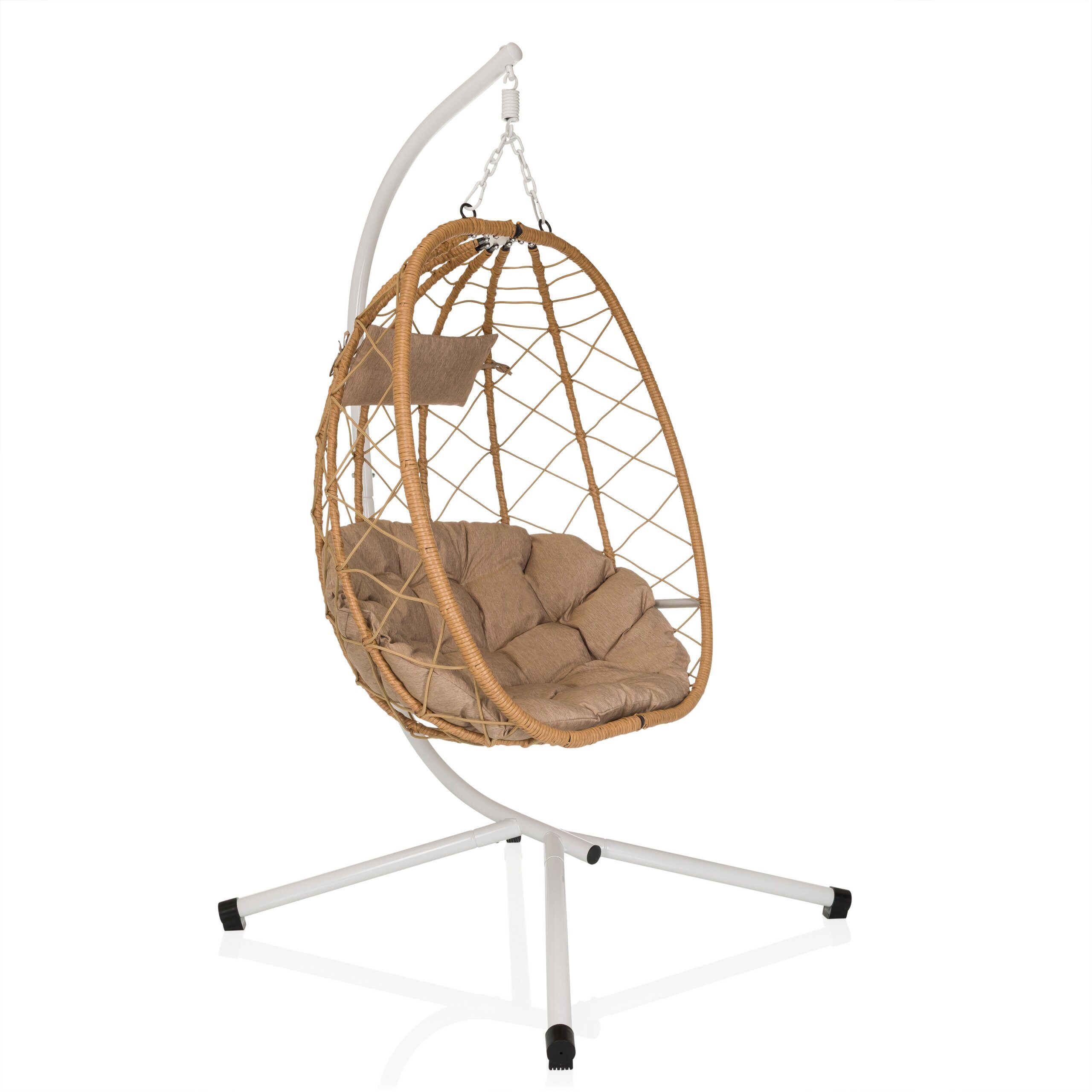 hjh LIVING Hängesessel Hängesessel Cocova Stoff, PE-Rattan, Eisen, Hängesessel mit Sitzauflage für Lounge- und Outdoorbereich, bequem