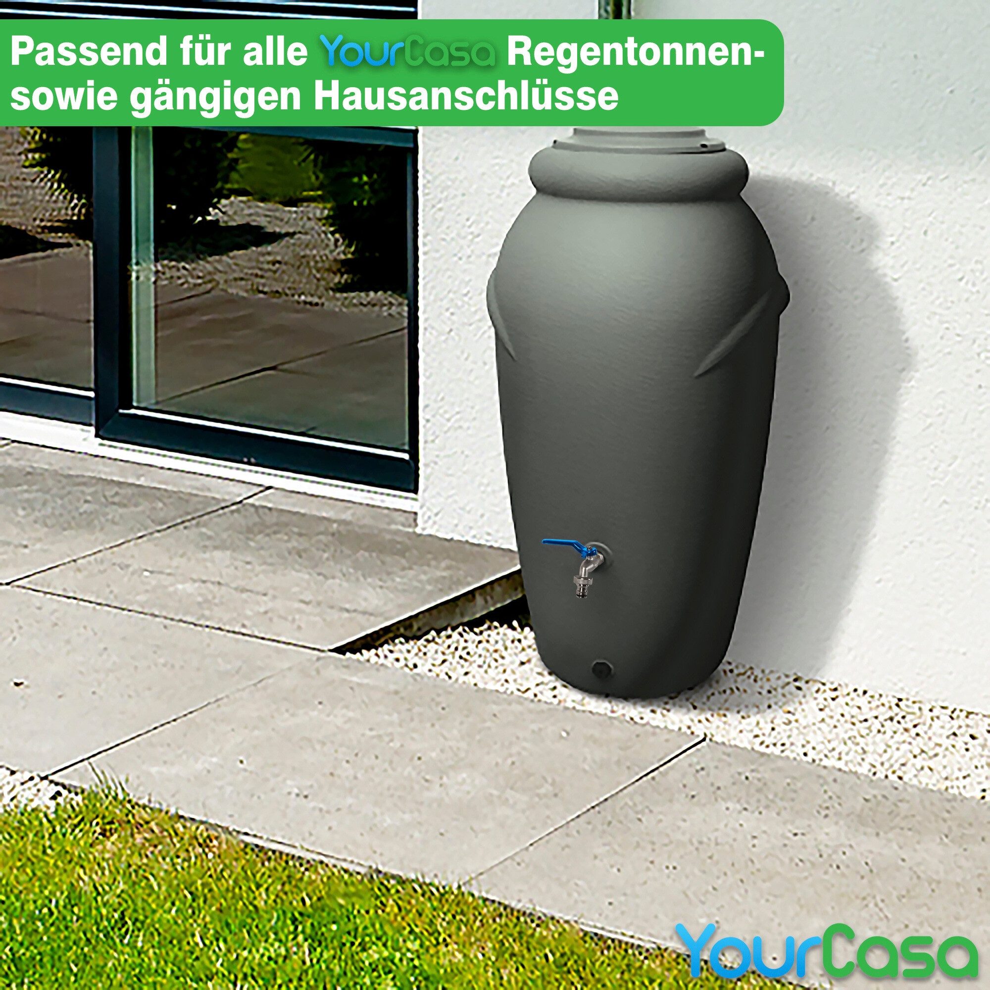 YourCasa Absperrventil Wasserhahn Garten 1/2 Zoll & 3/4 Zoll aus Messing, Messing, Schnellkupplung, Adapter auf 3/4 Zoll – Bild 4 von 5