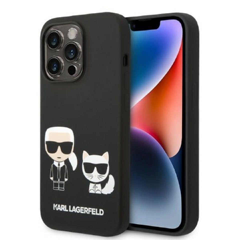 KARL LAGERFELD Handyhülle Case iPhone 14 Pro MagSafe Silikon Katze schwarz 6,1 Zoll, Kantenschutz