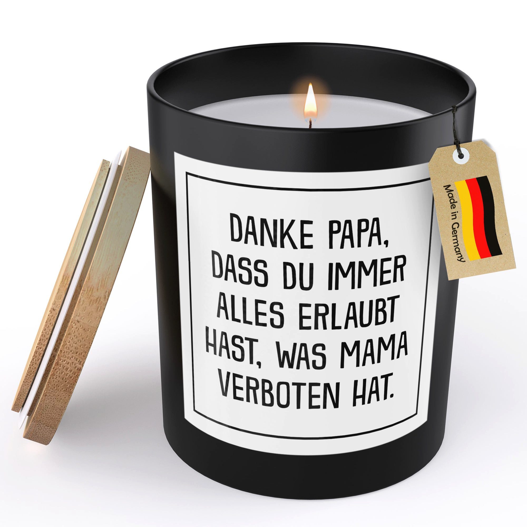 22Feels Duftkerze HANDGEMACHT Zitrus Papa Mama Geschenk Vatertag Geburtstag Deko Glas, MADE IN GERMANY, Europäisches Sojawachs, Bambusdeckel und Glas, Vegan