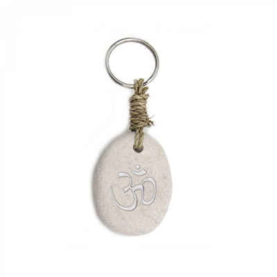 mitienda Schlüsselanhänger mit Gravur Schlüsselanhänger aus Stein mit Gravur OM Yoga
