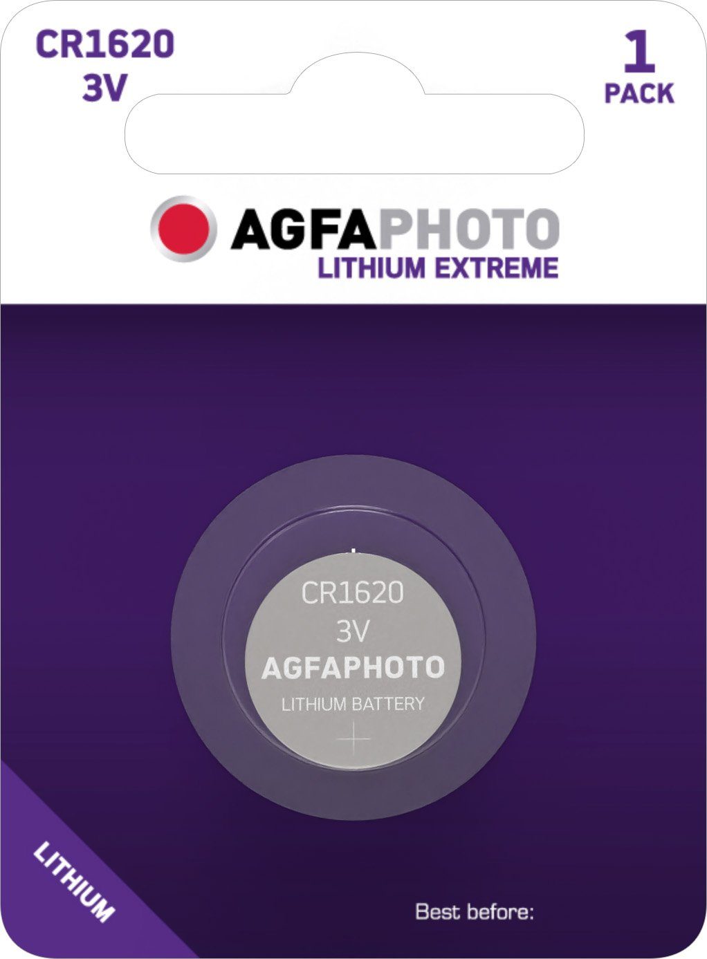 AgfaPhoto Agfaphoto Batterie Lithium, Knopfzelle, CR1620, 3V Extreme, Retail Bl Knopfzelle