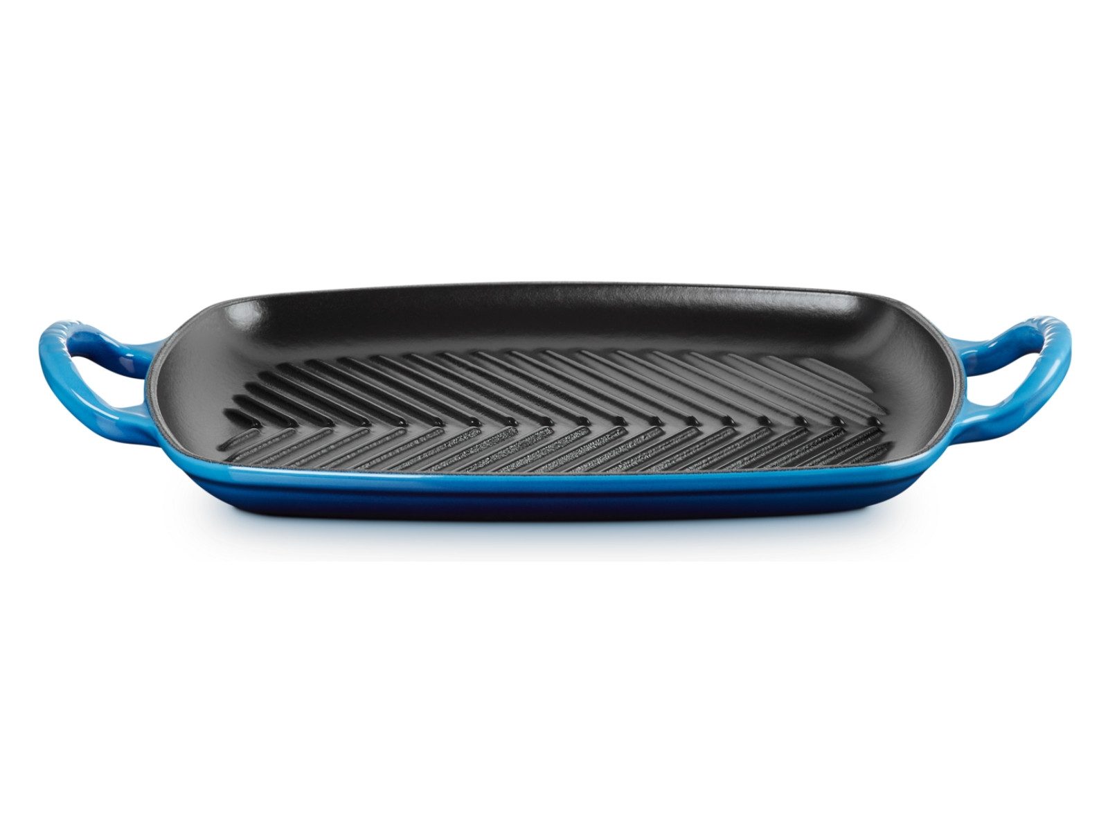 LE CREUSET Servierplatte Grillplatte Signature rechteckig azure 30cm, Emailliertes Gusseisen, (Grillplatten)