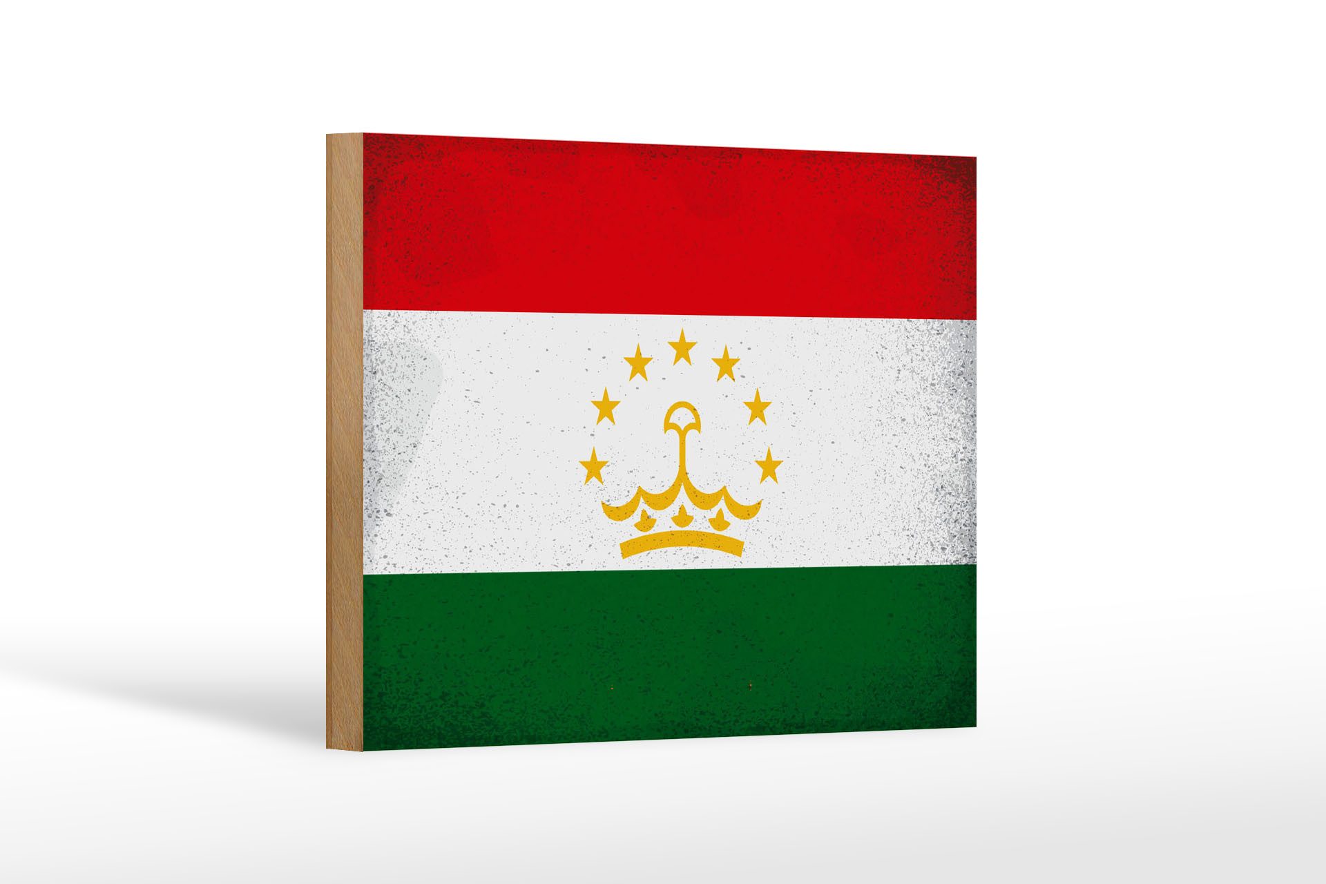 Femer GmbH Holzbild Flagge Tadschikistan 18x12cm Tajikistan Vintage, Flaggen (1 St), Glatte Holzfaserplatte (MDF), vorn beschichtet