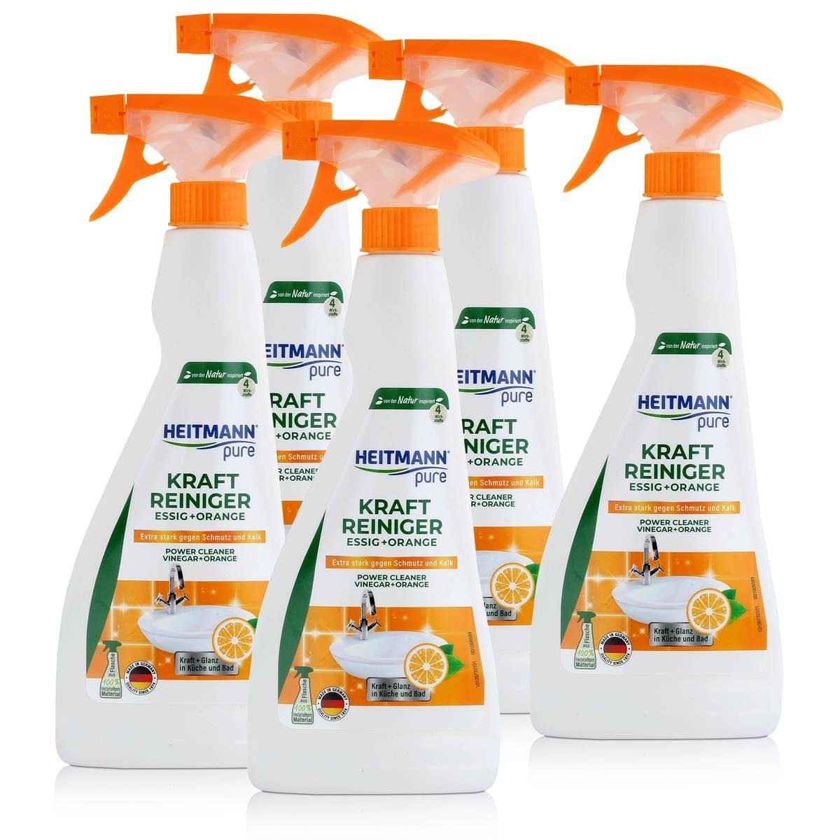 HEITMANN Heitmann Kraft-Reiniger Essig+Orange 500ml entfernt Schmutz und Kalk (Badreiniger