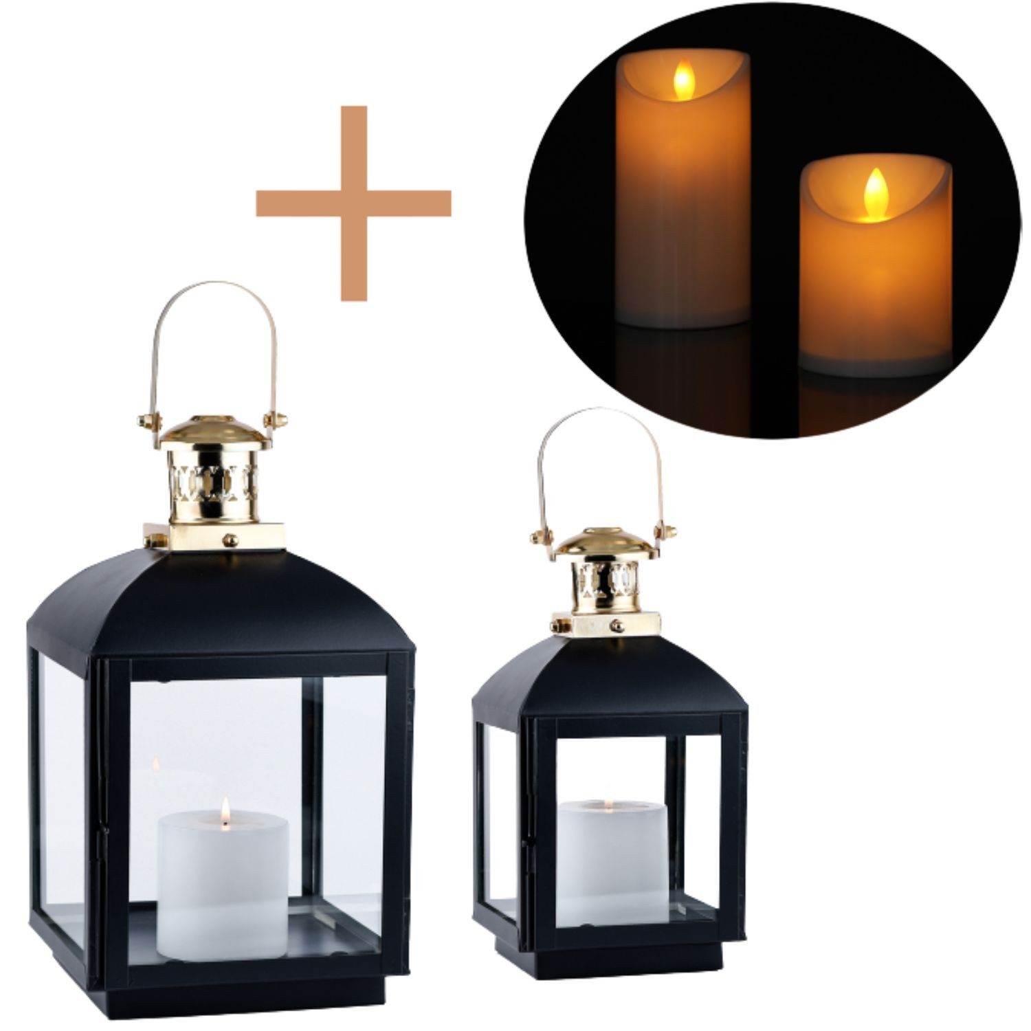 Marrakesch Orient & Mediterran Interior Kerzenlaterne 2er Set Skandinavisches Gartenwindlicht Eilin LED edel aus Glas 33 cm (2 St), Handarbeit