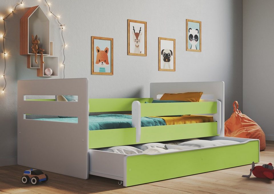 Jugendbett Kinderbett mit einer Schublade und Matratze BLAU 140x70 160x80 180x80