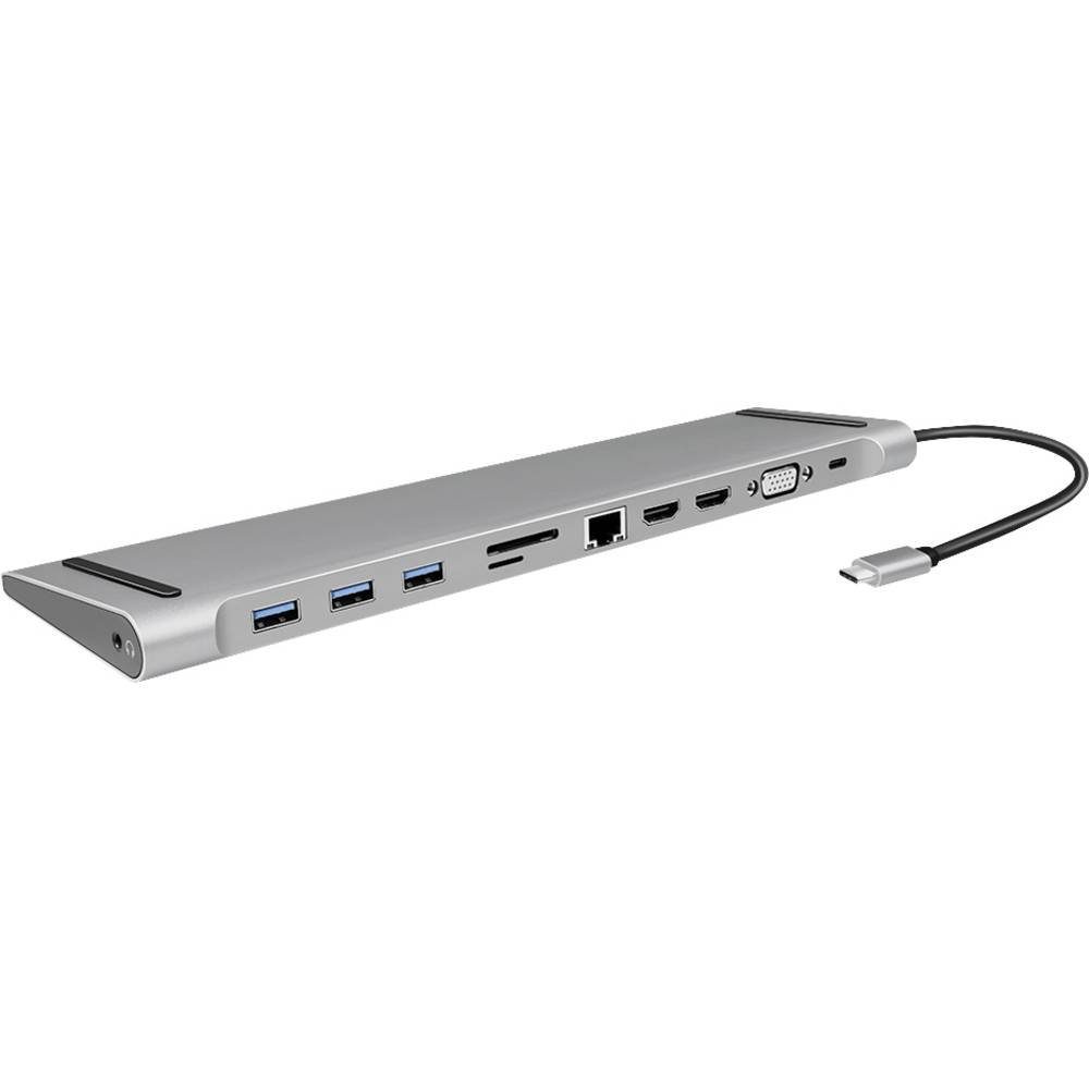 LogiLink Laptop-Dockingstation USB 3.2 (Gen 1) Docking Station, 11-Port, m/PD UA0373, USB-C® Power Delivery, integrierter Kartenleser
