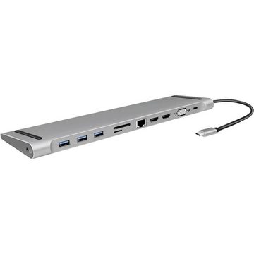 LogiLink Laptop-Dockingstation USB 3.2 (Gen 1) Docking Station, 11-Port, m/PD, USB-C® Power Delivery, integrierter Kartenleser