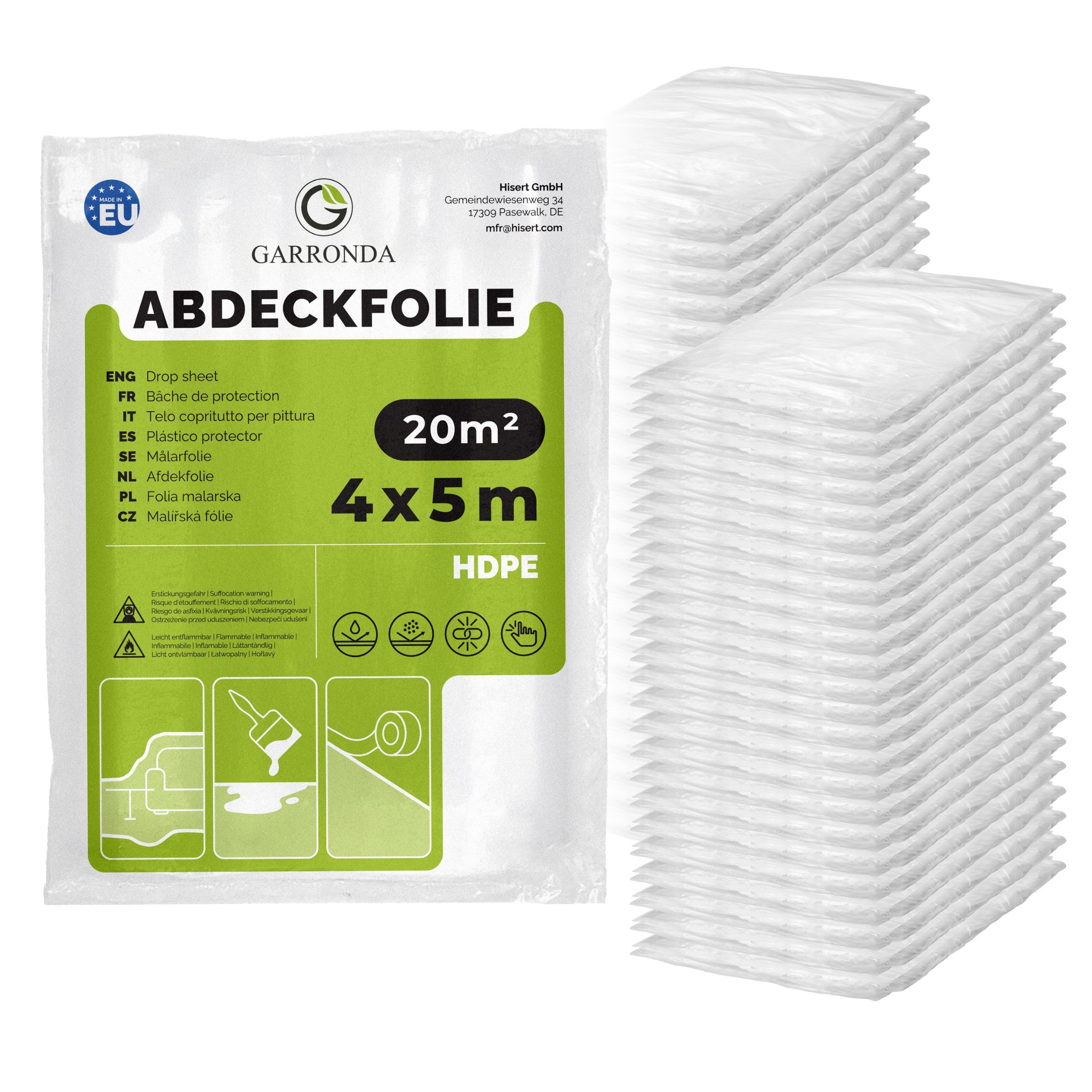 Abdeckfolie Maler 4x5 m Staubschutzfolie für Renovierung Allzweckfolie GD-0166