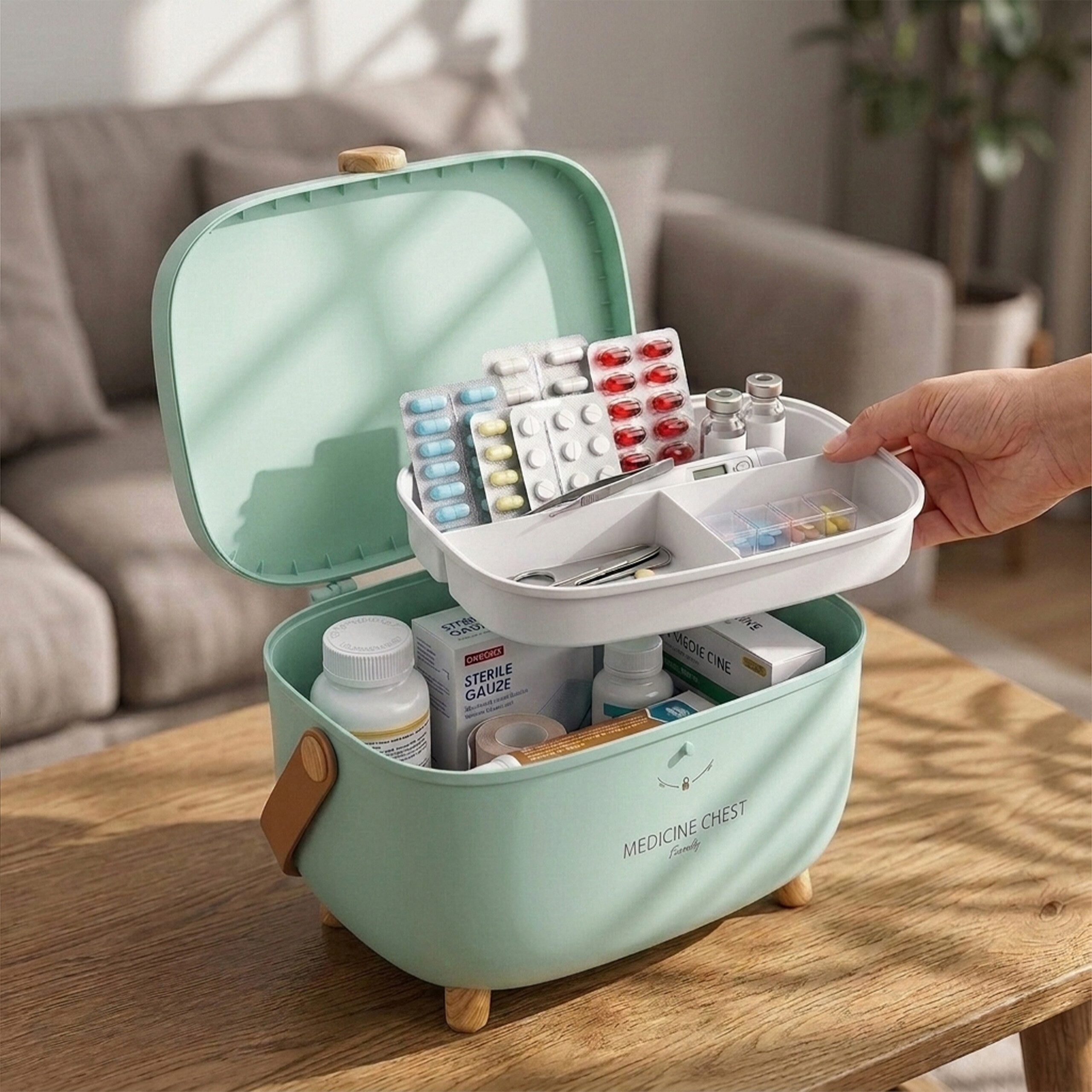 relaxdays Erste-Hilfe-Koffer Medizinbox aus Kunststoff, (1 St), grün – Bild 5 von 5