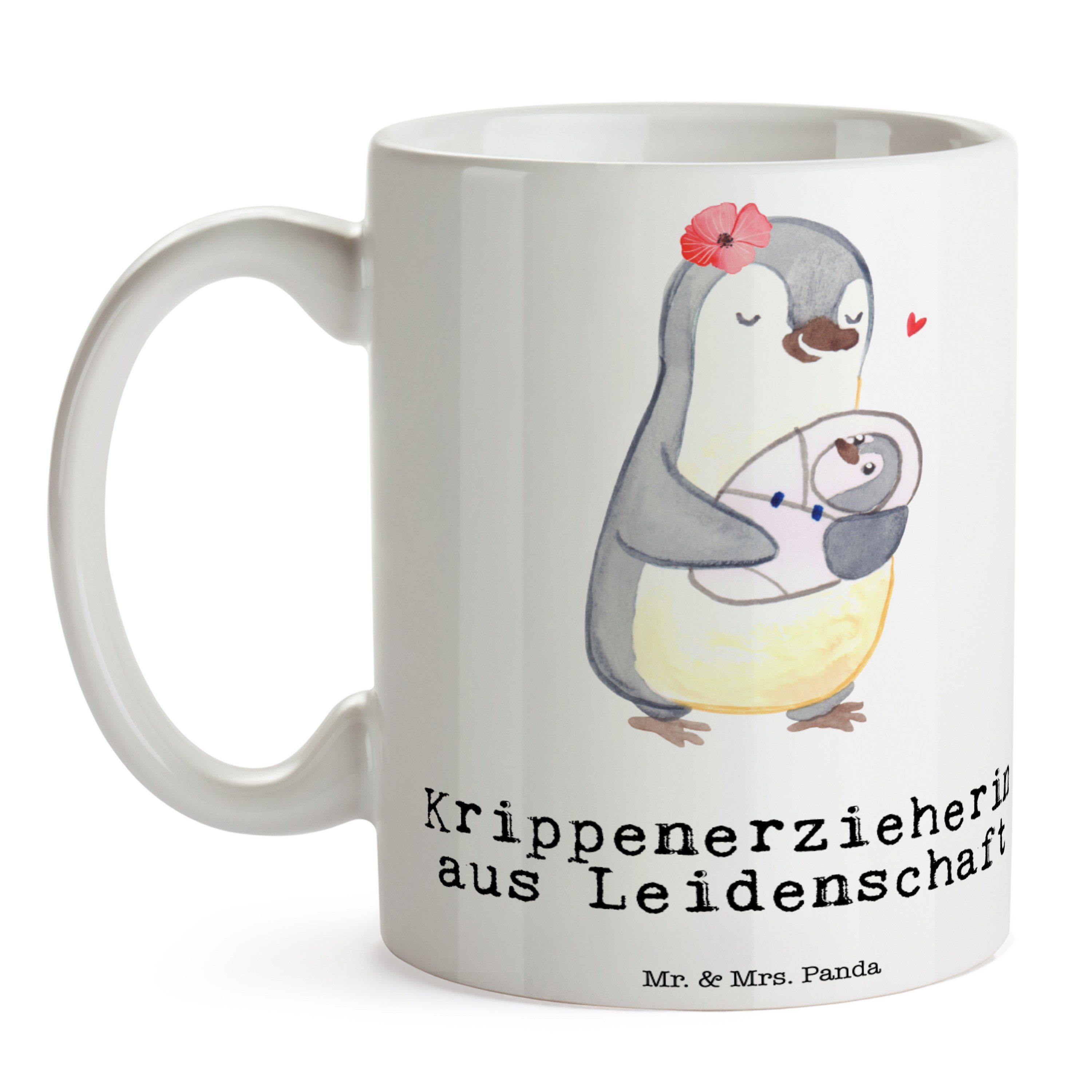 Geschenk, - Keramik Krippenerzieherin Leidenschaft & aus - Panda Geschenk Tasse, Mr. Mrs. Weiß Tasse