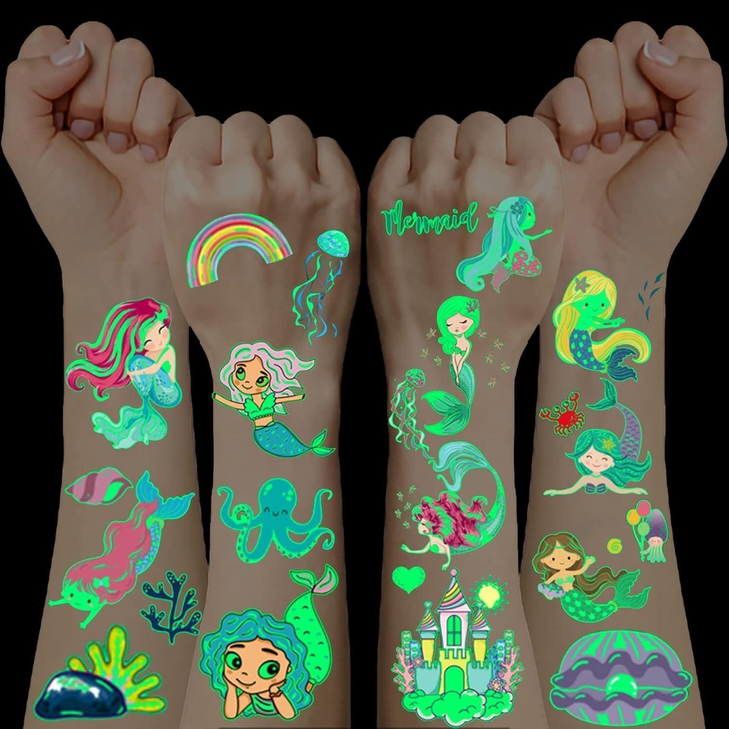 LuxusKollektion Kindertattoo Meerjungfrau Tattoo Kinder Mädchen 10 Leuchtende Kindertattoos Füllung