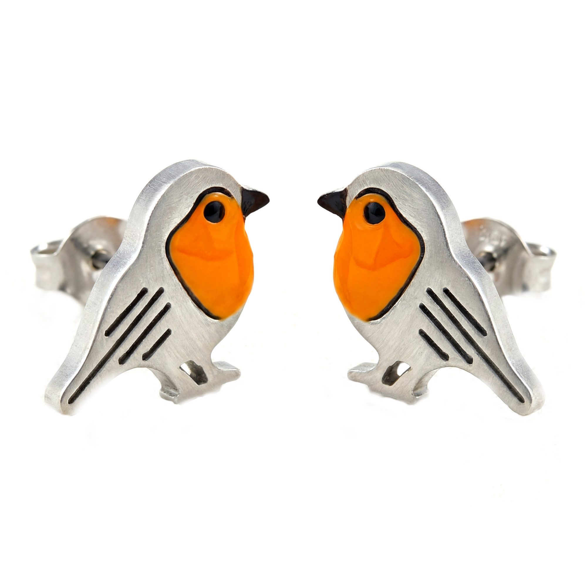 Villa Sorgenfrei Schmuckmanufaktur Paar Ohrstecker Mini Rotkehlchen Ohrstecker Edelstahl