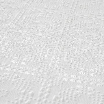 ANRO Tischdecke Tischdecke Lace Vinyl Häkelspitze Blumen Weiß Robust Wasserabweisend, Geprägt, Relief, Lace Vinyl