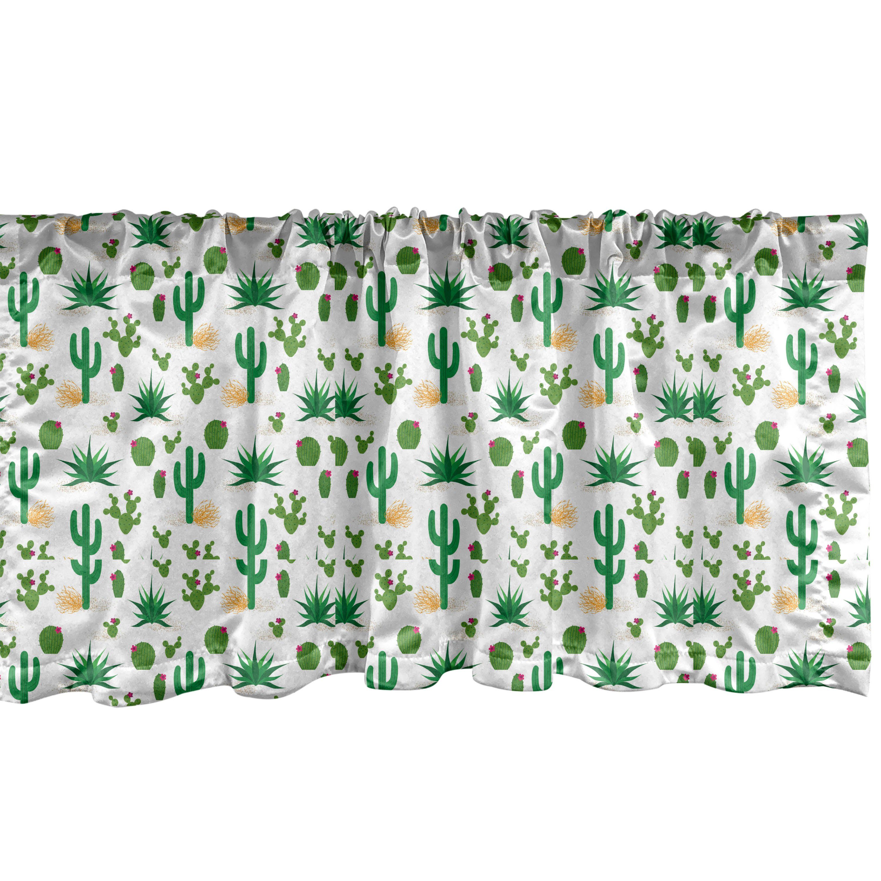 Scheibengardine Vorhang Volant für Küche Schlafzimmer Dekor mit Stangentasche, Abakuhaus, Microfaser, südwestlich Wüsten-Kaktus
