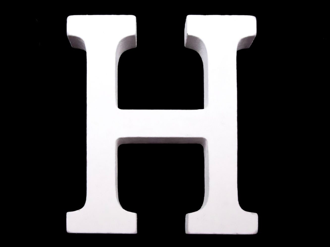 maDDma Deko-Buchstaben 3D Holzbuchstabe 8 cm, weiß, Einzelbuchstabe "H"