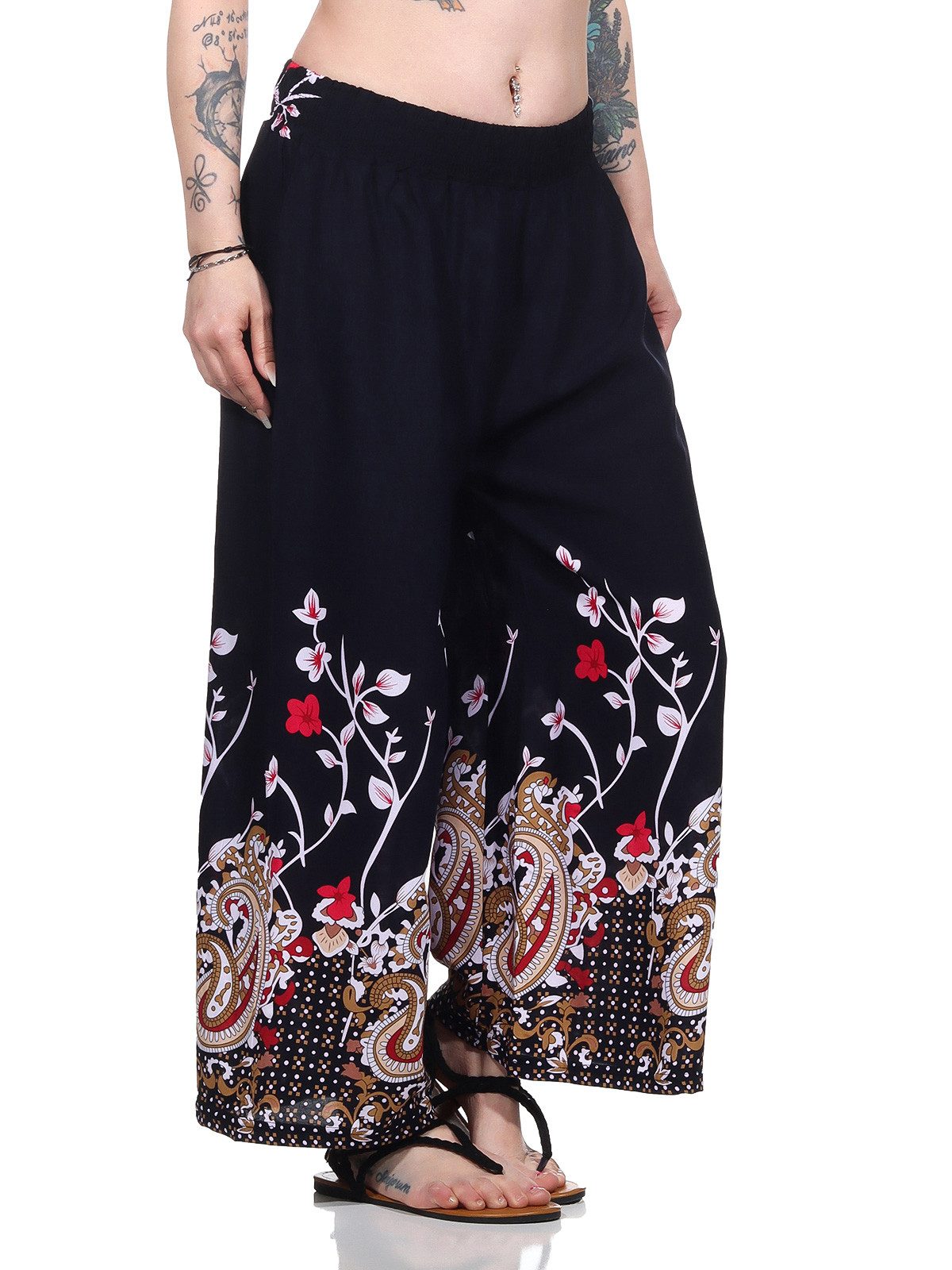 Aurela Damenmode Culotte Sommerhose leichte Marlene Hose für Damen luftige Culotte luftig & leichte Baumwollmischung, Stretchbund