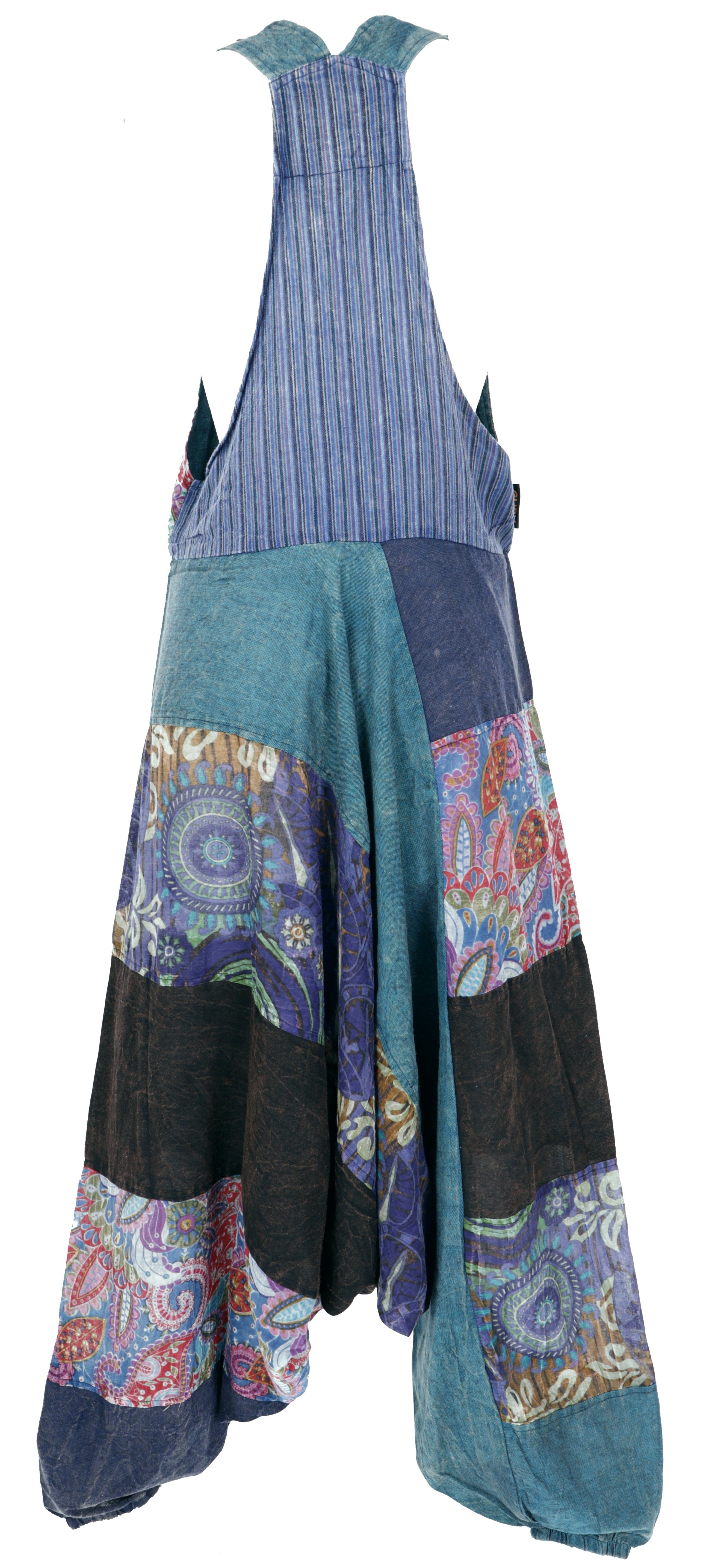 Guru-Shop Relaxhose Unikat Patchwork Boho Latzhose, bunter.. Ethno Style, alternative Bekleidung