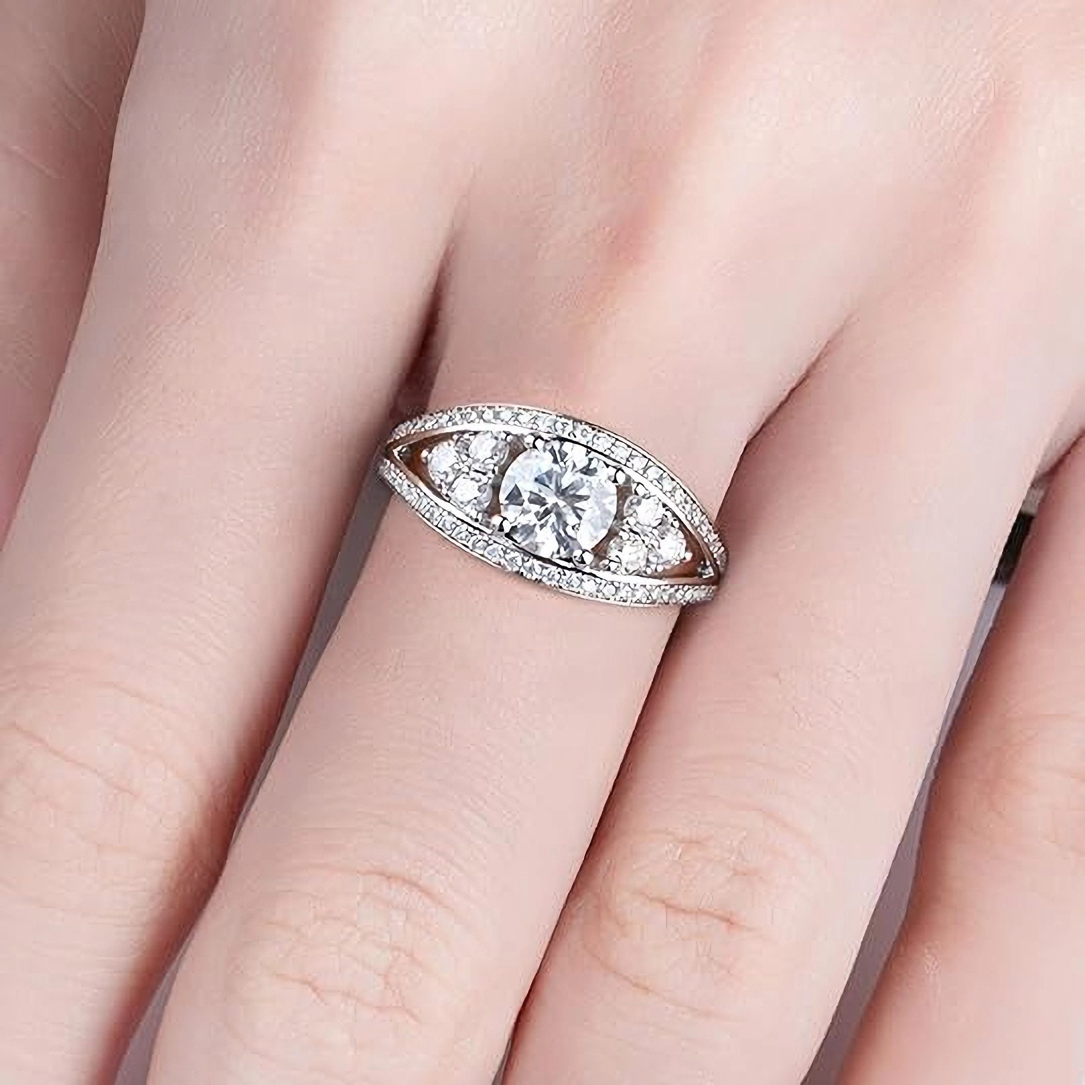 Jumpeak Diamantring 585Gold,1.2ct,im Labor runder Brillantschliff,Damen-Ehering, Ehering IGI-Zertifikat, Jubiläums- und Geburtstagsgeschenke