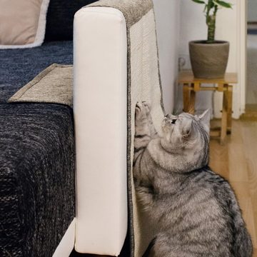 Navaris Tier-Beschäftigungsspielzeug Katzen Kratzmatte Kratzschutz Sofa - mit 2 Fächern - 128 x 45 cm, Sisal
