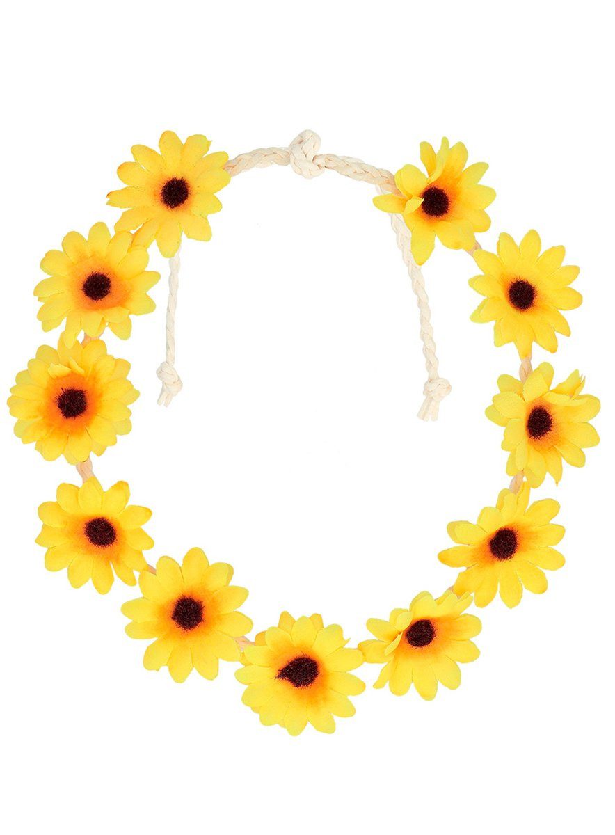 Boland Hippie-Kostüm Hippie Sonnenblümchen Haarband für Faschingskostüm, Hippie-Stirnband mit kleinen Sonnenblumen