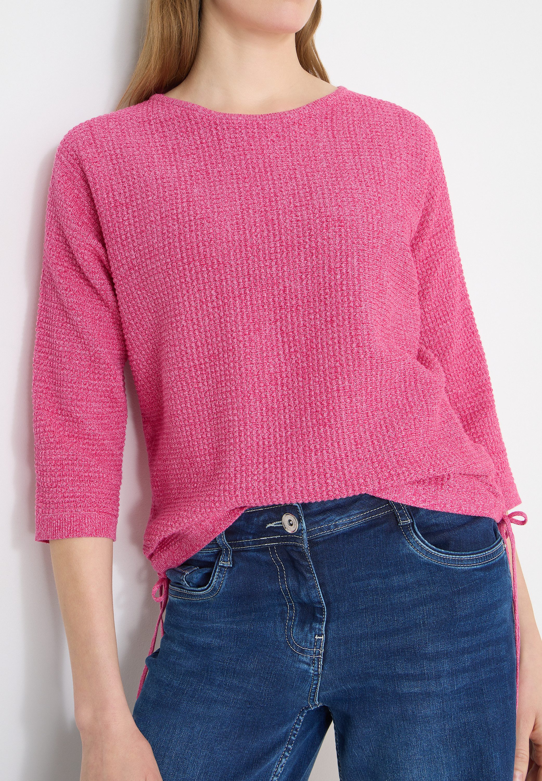 cecil 3/4 Arm-Pullover mit seitlicher Raffung und Bindebändern