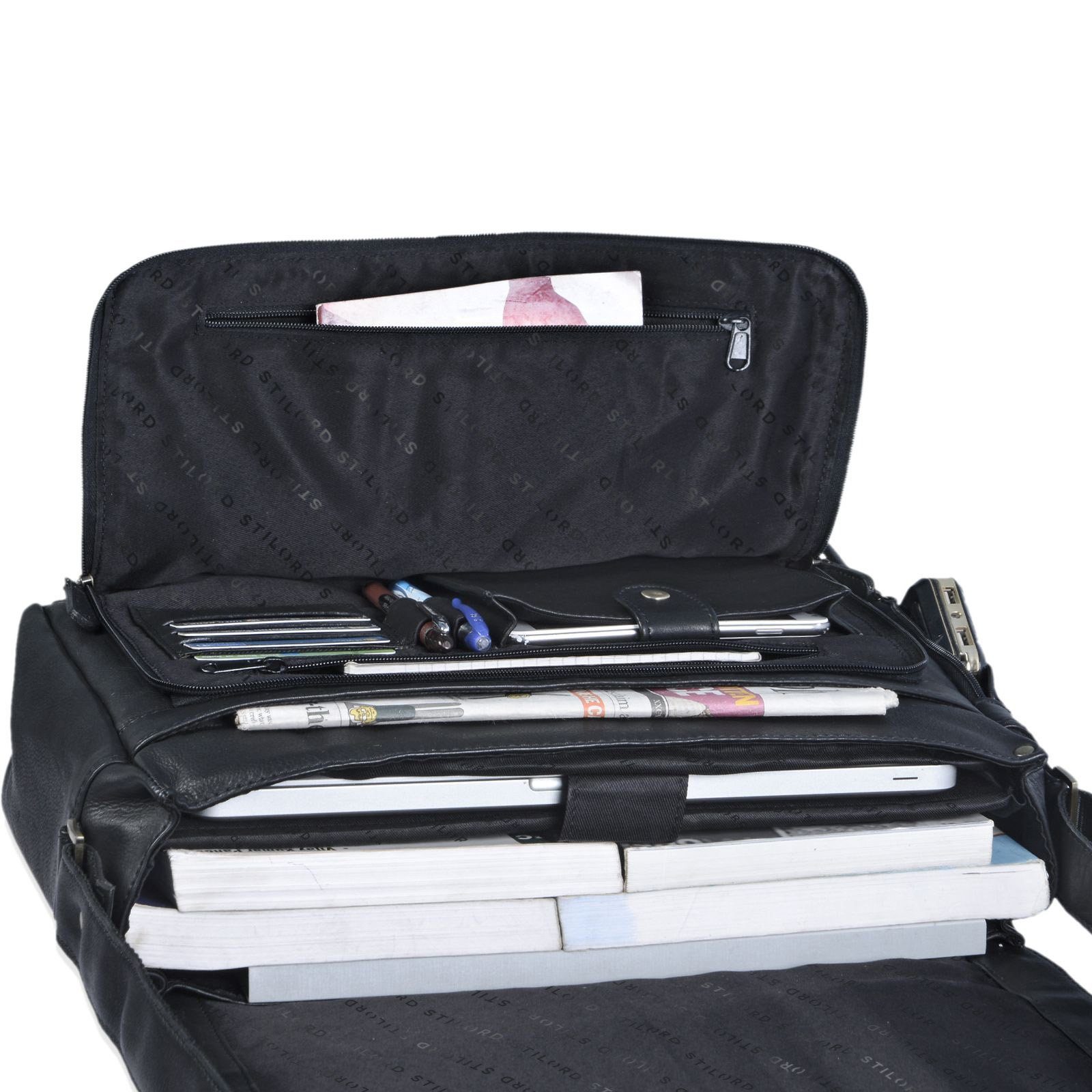 STILORD Laptoptasche "Elias" Echtleder Herren Umhängetasche 15,6 Zoll Businesstasche Leder – Bild 5 von 5